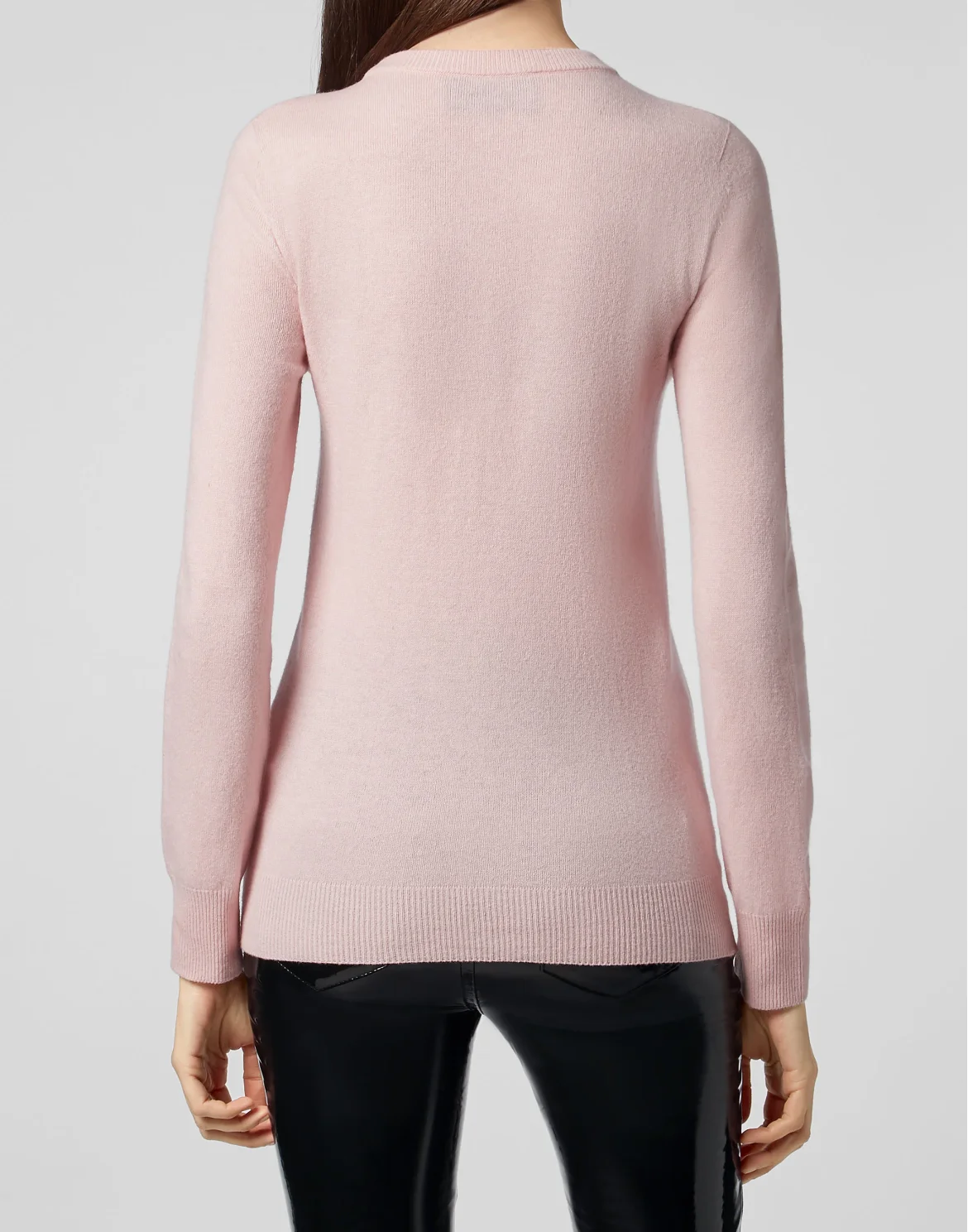 Pullover Round Neck LS Look At Me  Skull crystal, цвет: Розовый