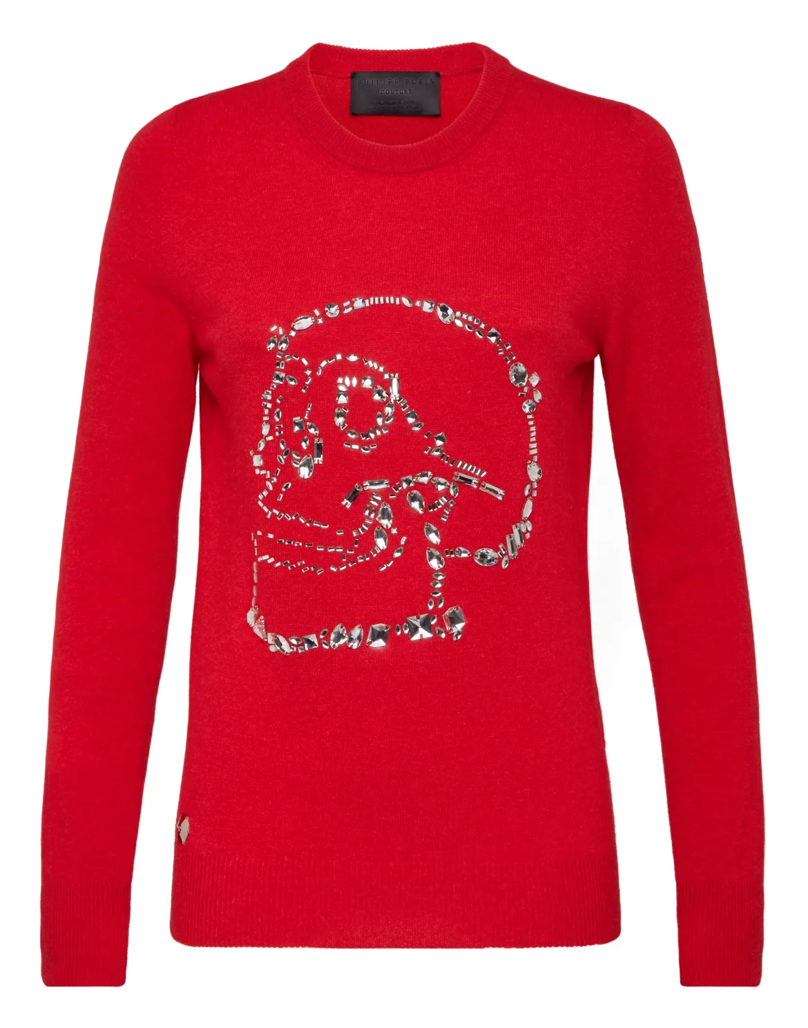 Pullover Round Neck LS Look At Me  Skull crystal, цвет: Красный