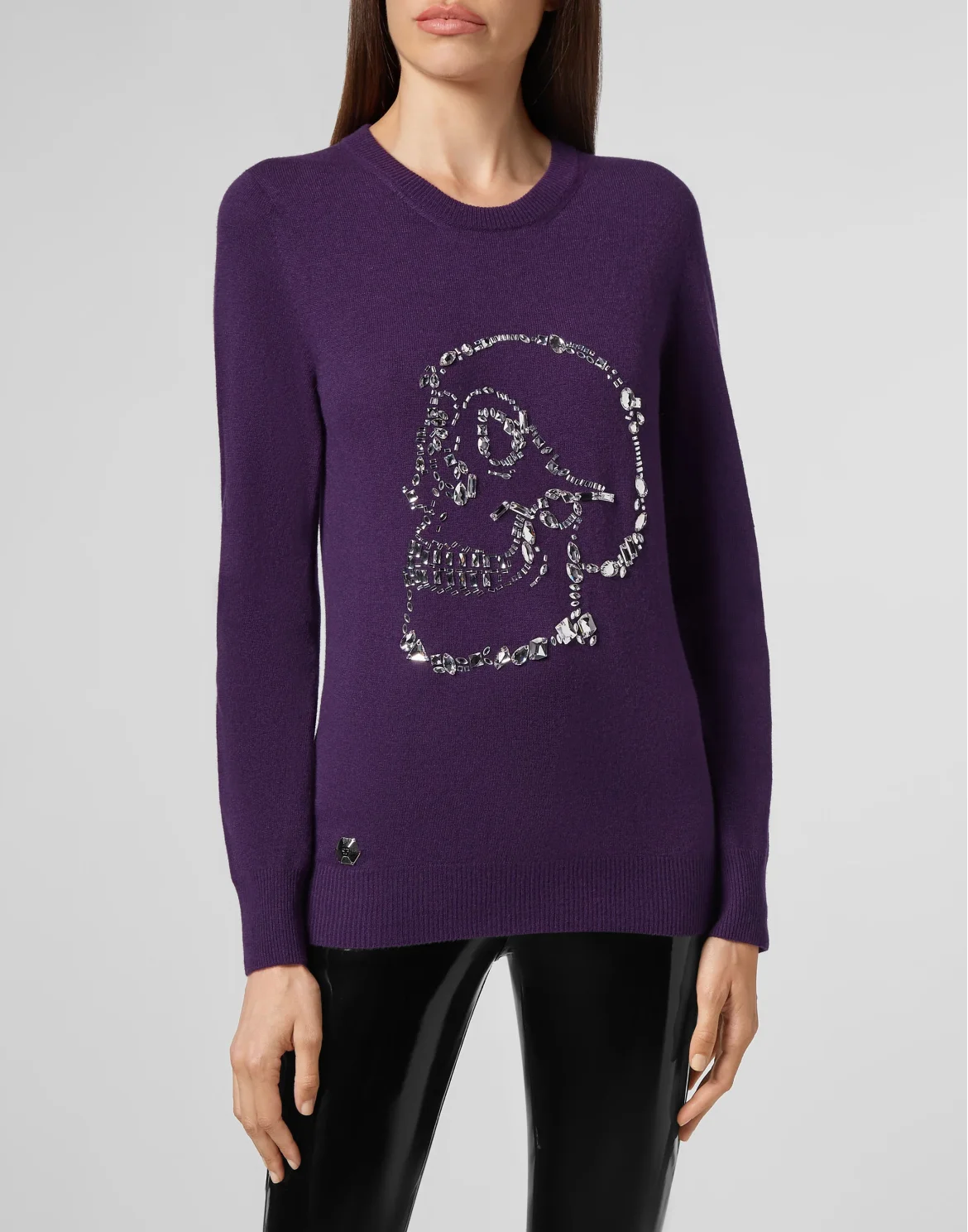 Pullover Round Neck LS Look At Me  Skull crystal, цвет: Фиолетовый