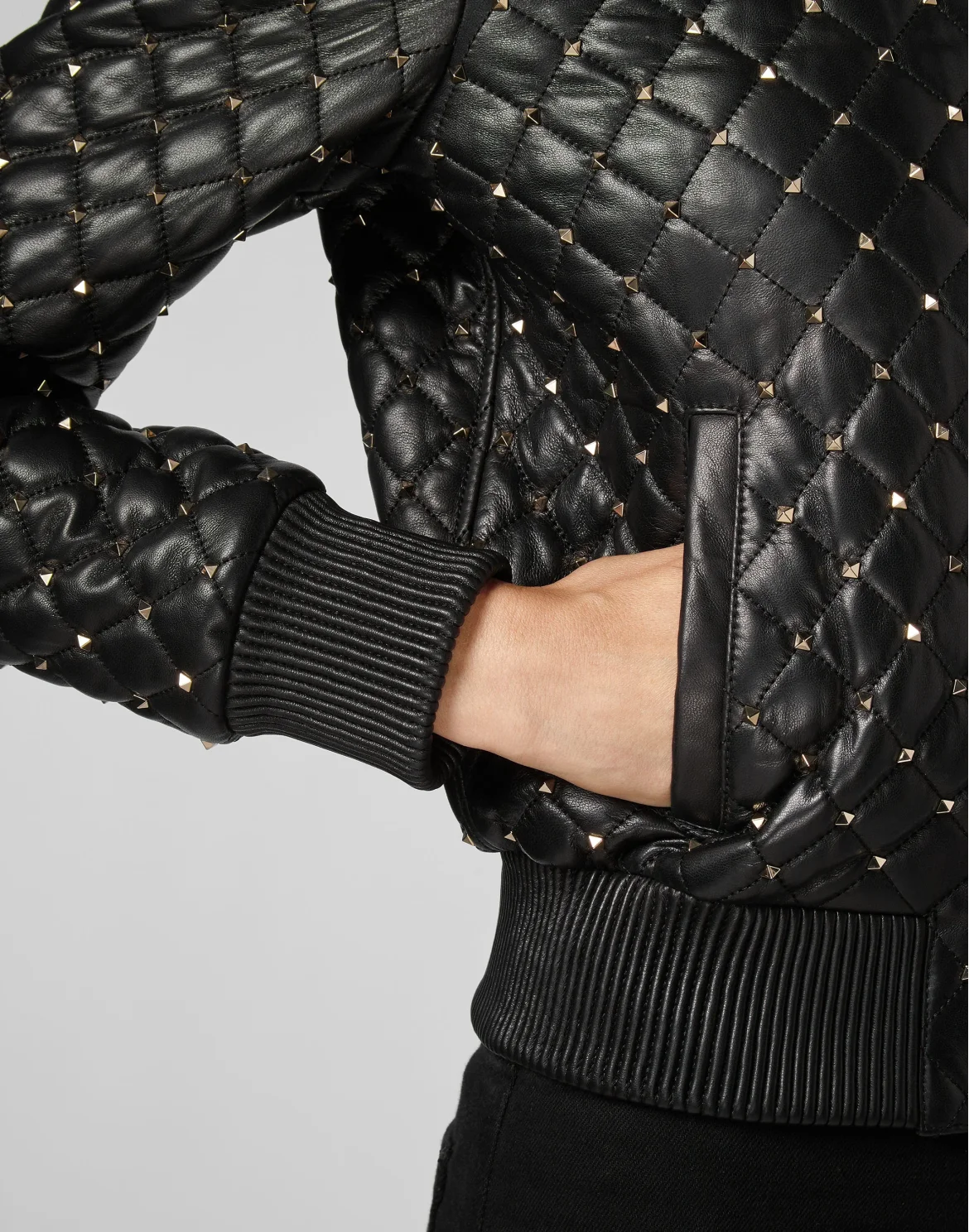 Leather Bomber Studs, цвет: Черный