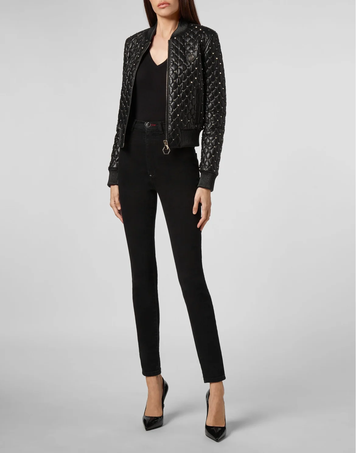 Leather Bomber Studs, цвет: Черный