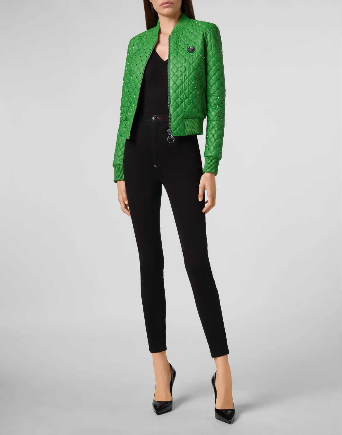 Leather Bomber Studs, цвет: Зеленый