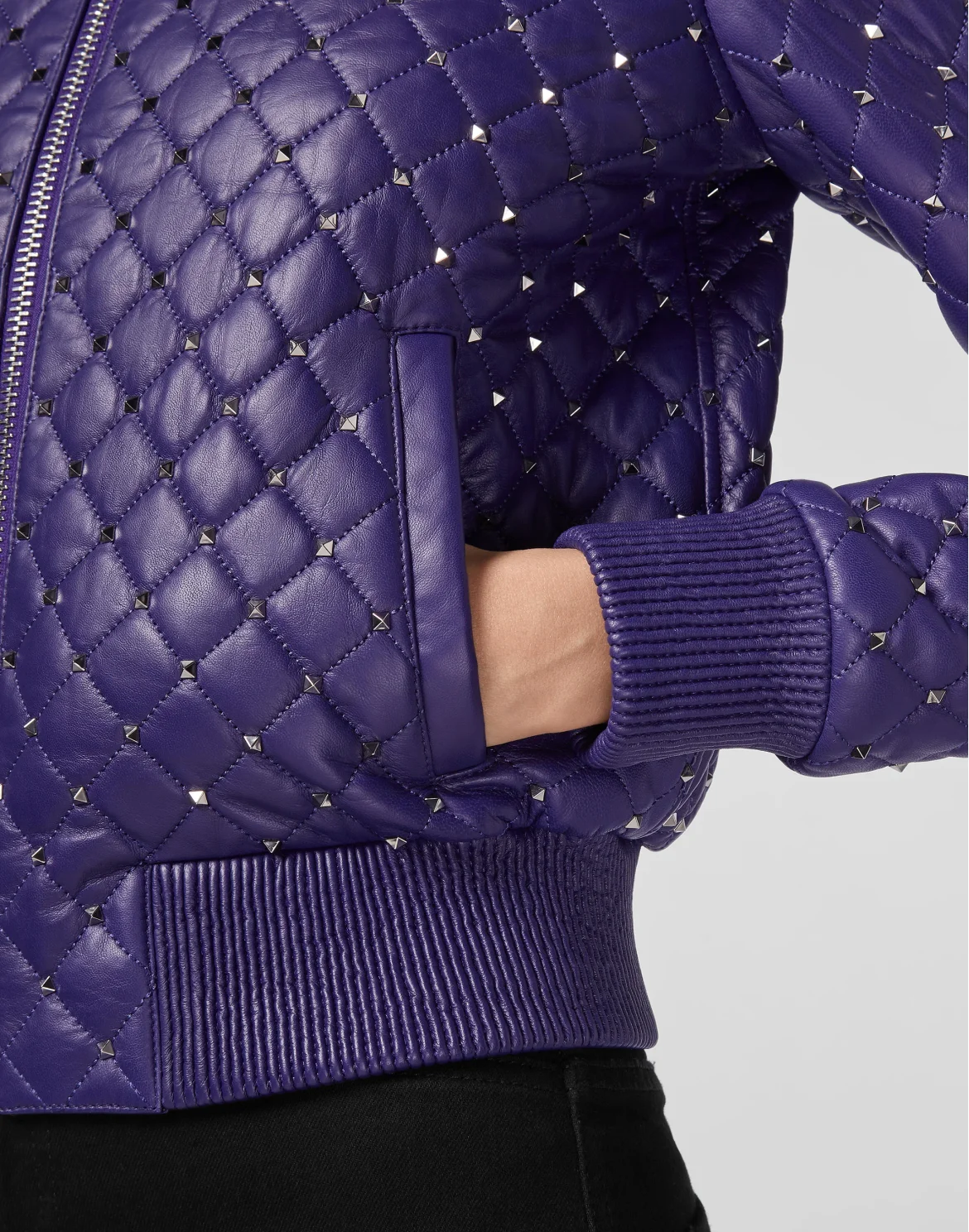 Leather Bomber Studs, цвет: Фиолетовый