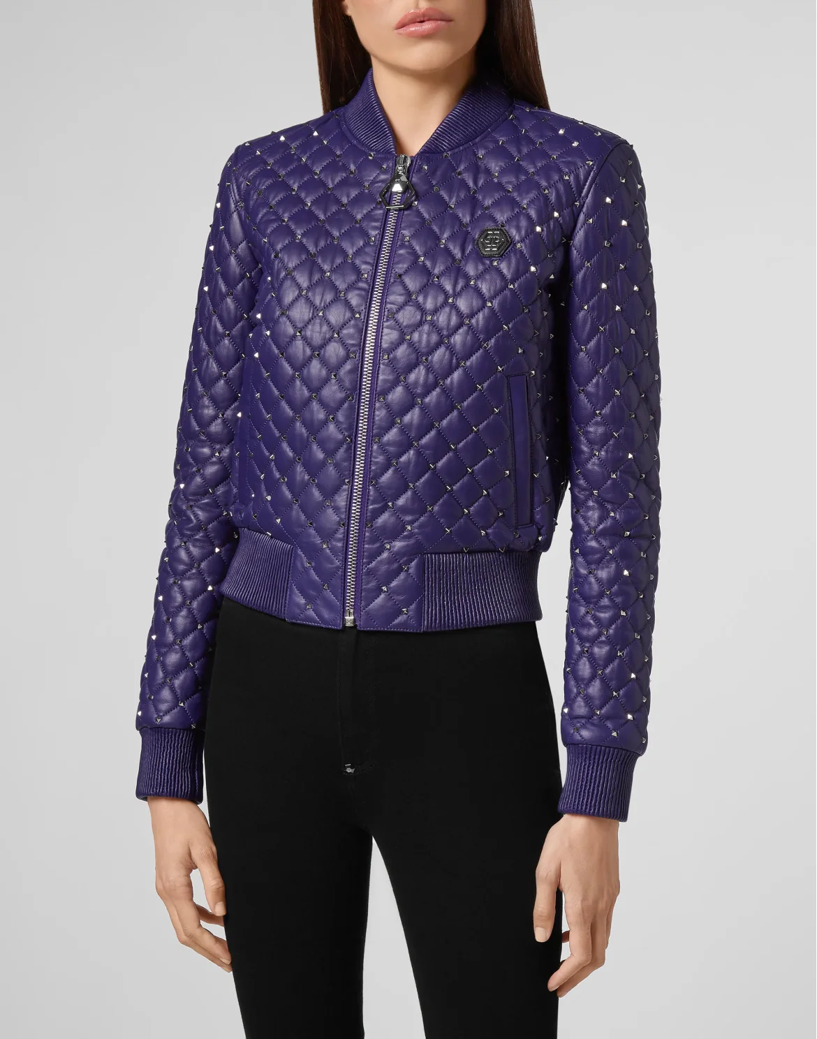 Leather Bomber Studs, цвет: Фиолетовый