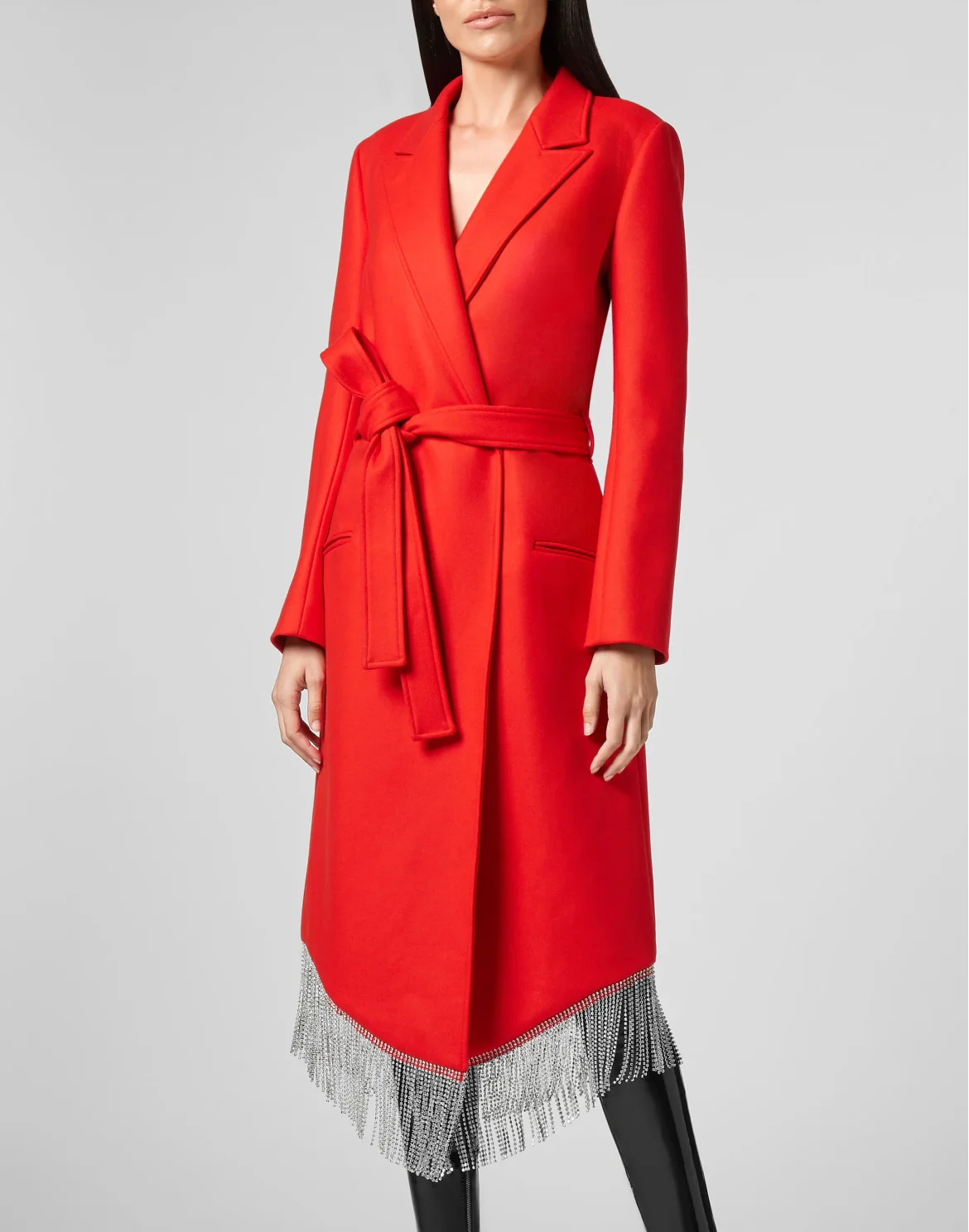 Nara Full Color Crystal  Classic Coat  Fringe, цвет: Красный