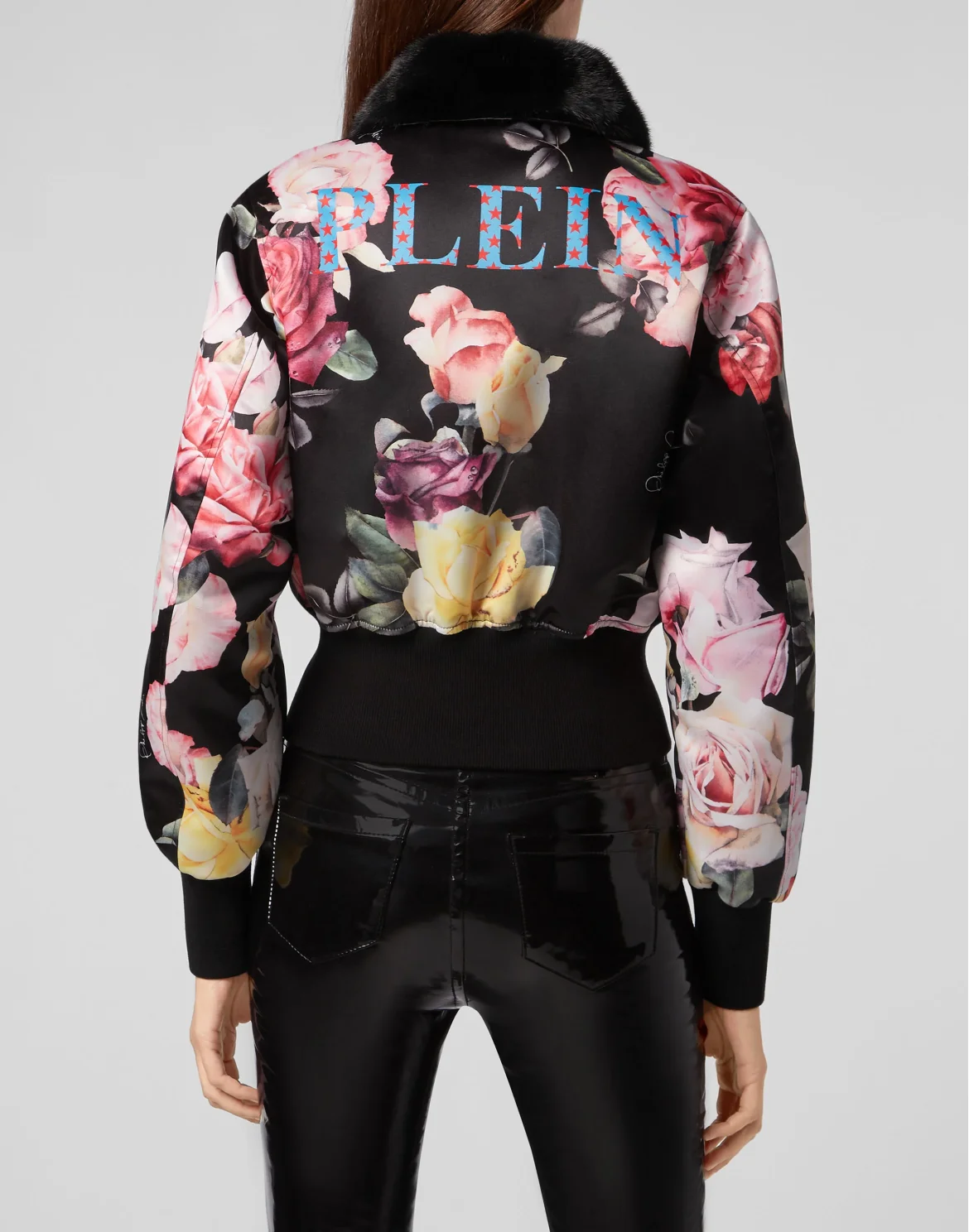 Bomber Painted Flowers, цвет: Черный