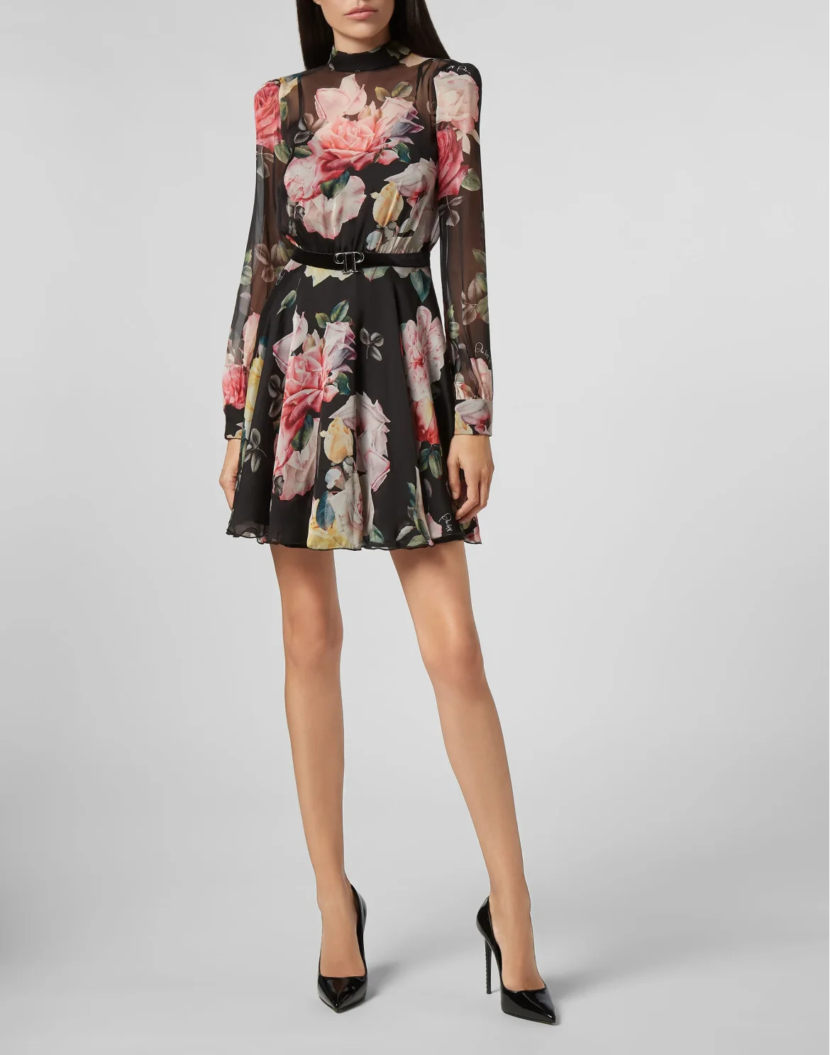 Short Dress Fyrial Flowers, цвет: Черный