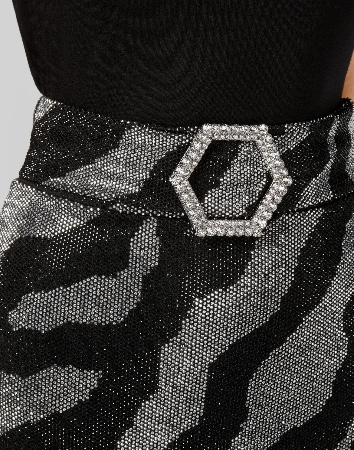 Short Skirt Exagonal Crystal Zebra, цвет: Черный