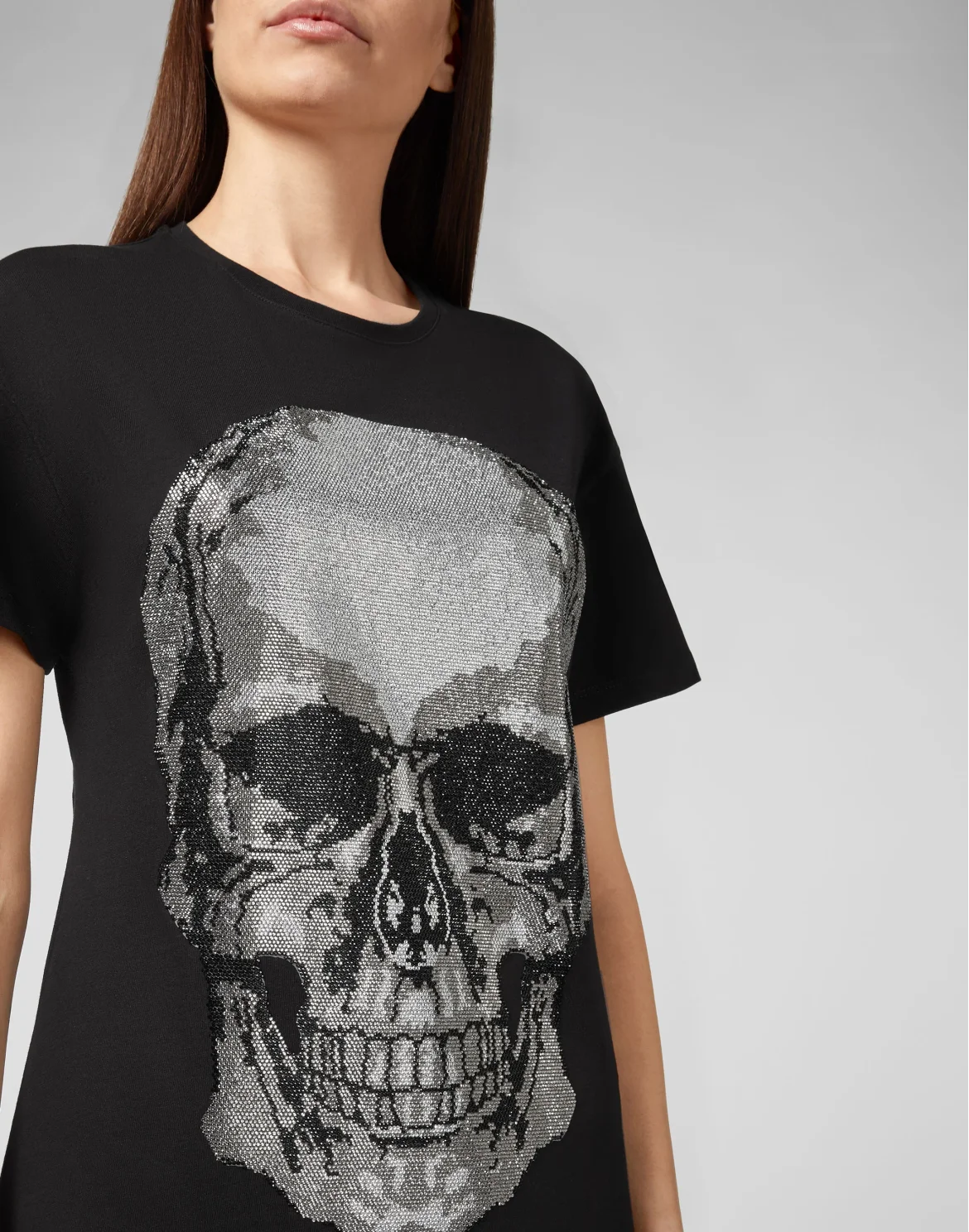 T-Shirt Short Dresses Classic Skull strass, цвет: Черный