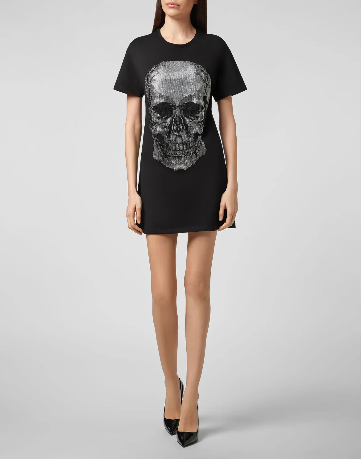 T-Shirt Short Dresses Classic Skull strass, цвет: Черный