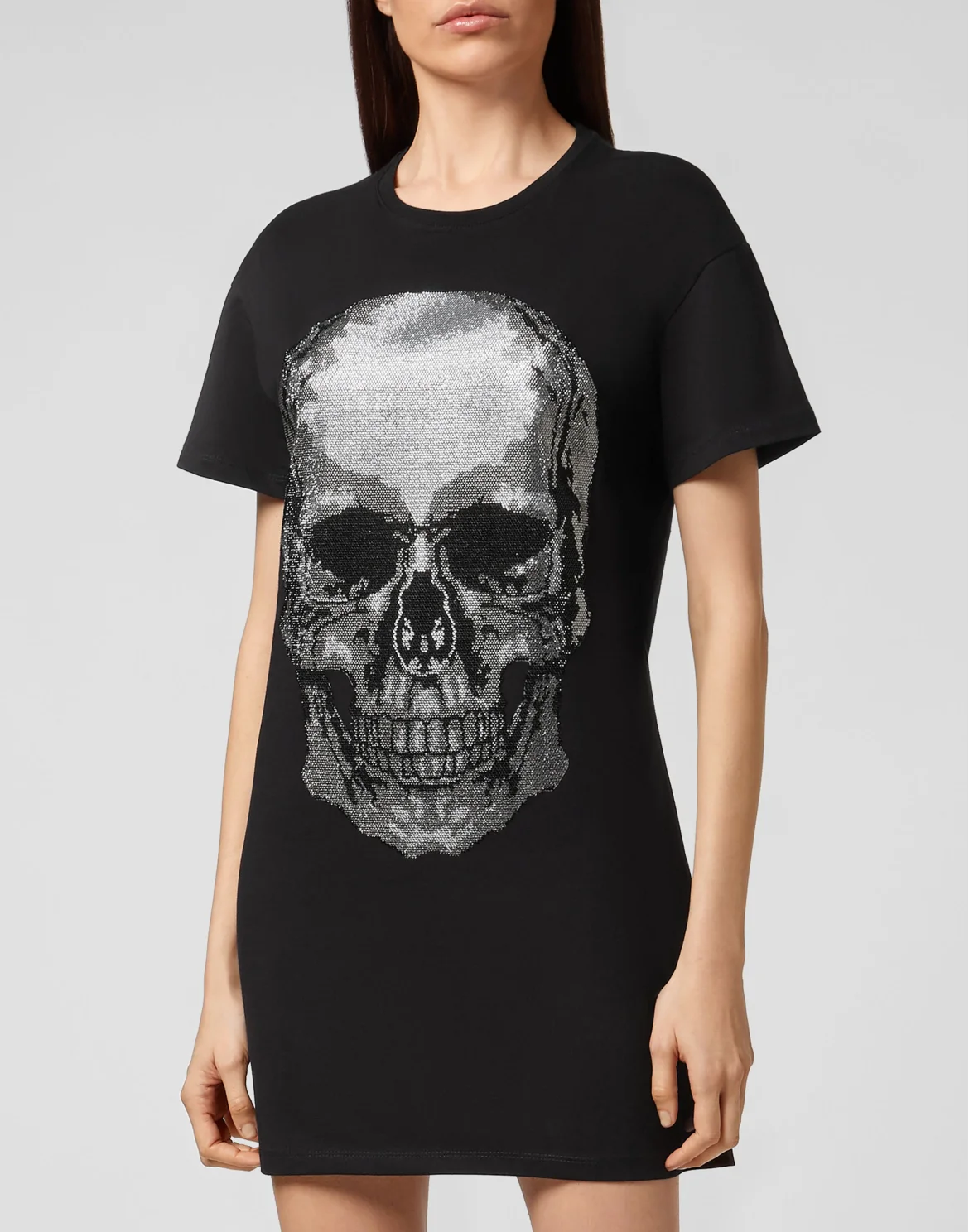 T-Shirt Short Dresses Classic Skull strass, цвет: Черный
