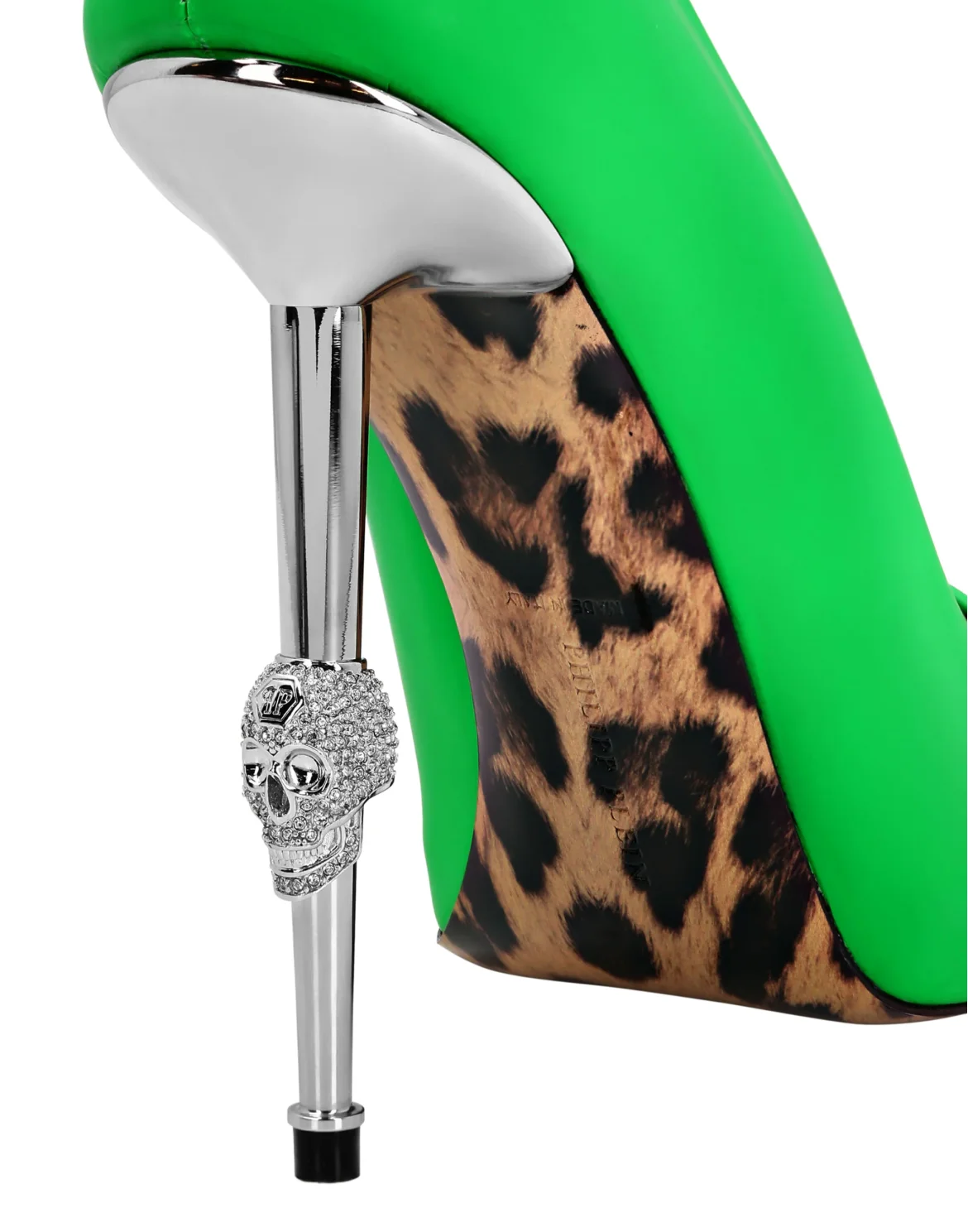 Skull Heel Patent Leather Pumps, цвет: Зеленый