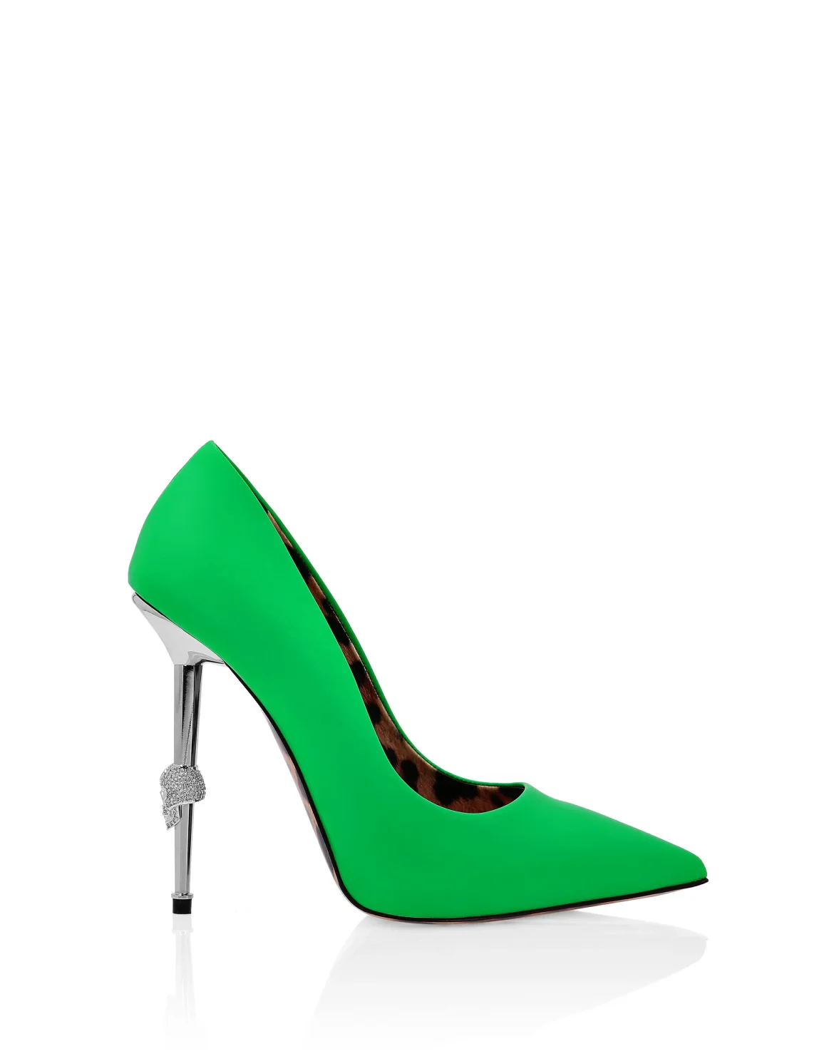 Skull Heel Patent Leather Pumps, цвет: Зеленый