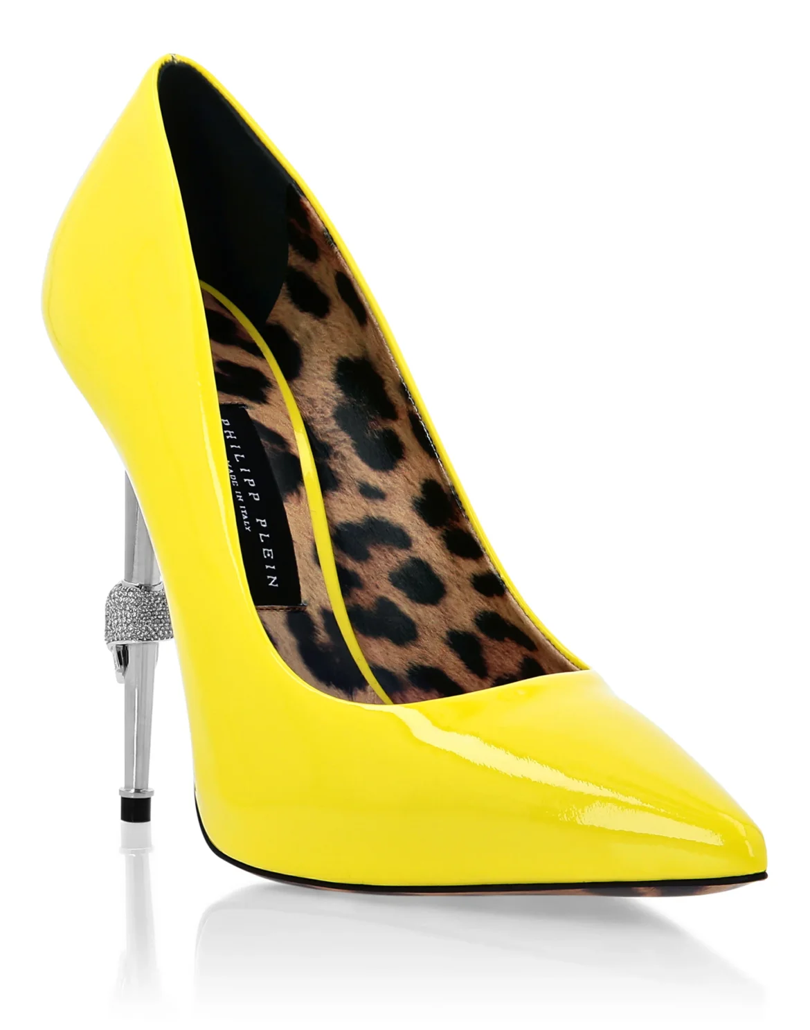 Skull Heel Patent Leather Pumps, цвет: Желтый