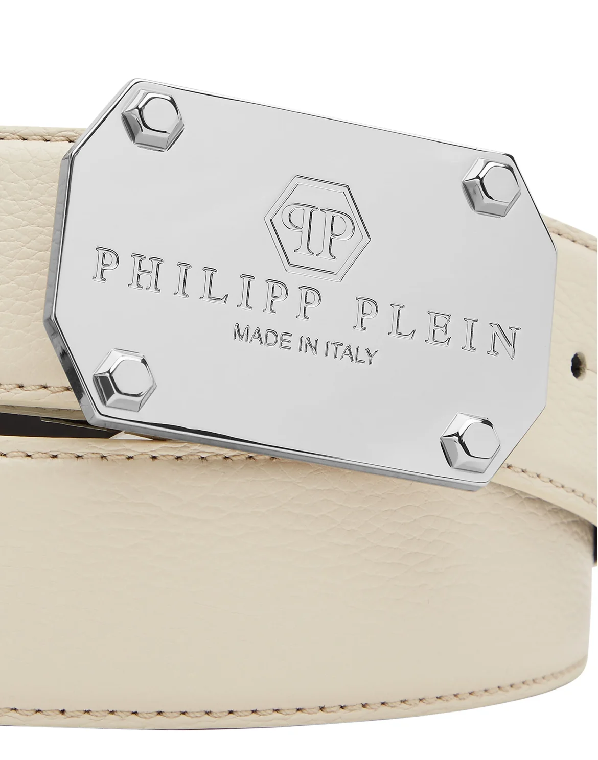 Leather Belt Iconic Plein, цвет: Бежевый