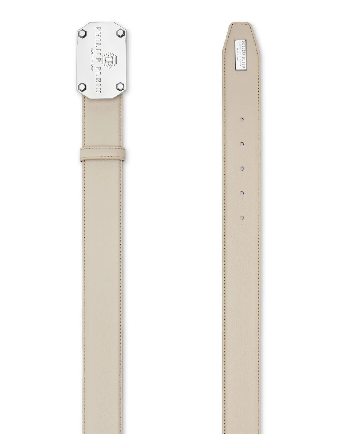Leather Belt Iconic Plein, цвет: Бежевый