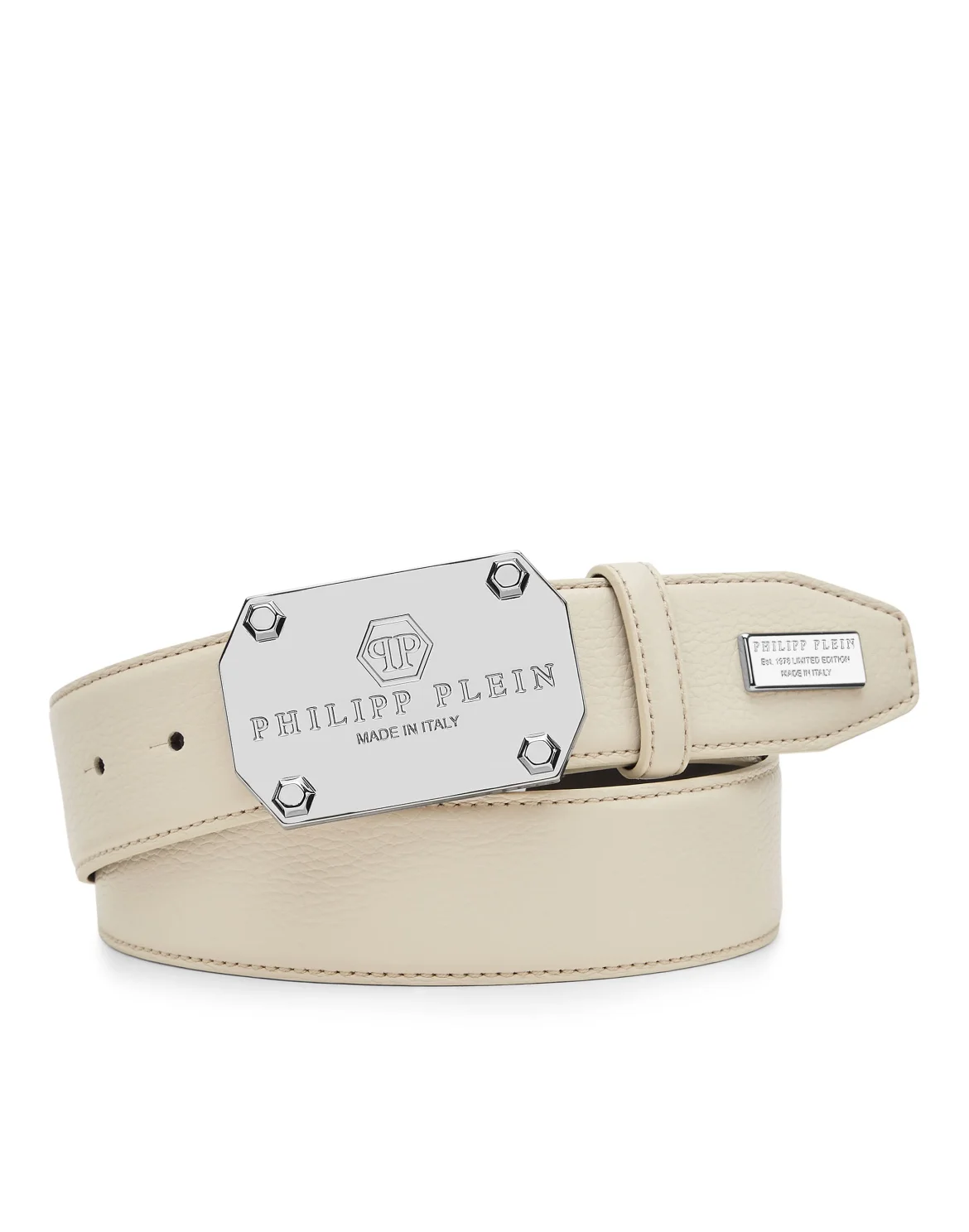 Leather Belt Iconic Plein, цвет: Бежевый