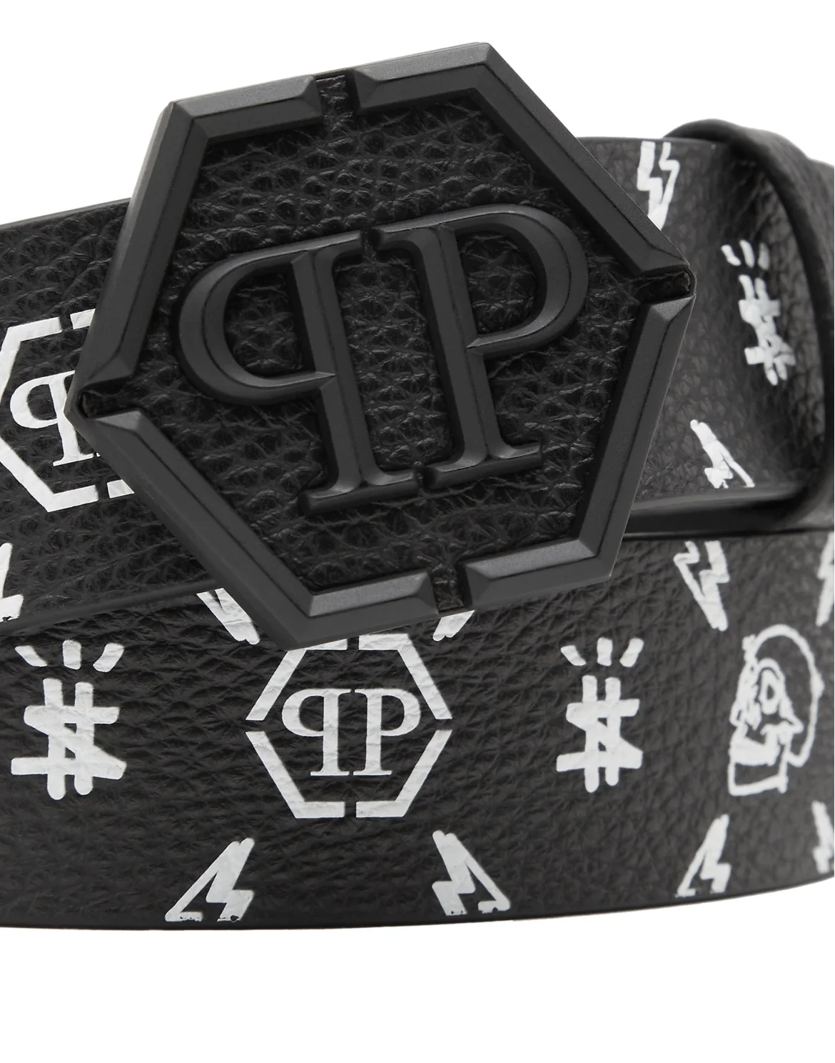 Leather Belt printed Monogram, цвет: Белый