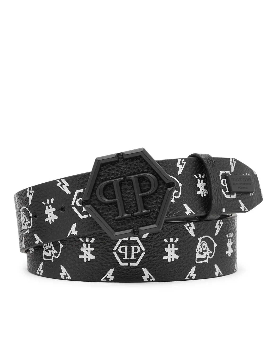 Leather Belt printed Monogram, цвет: Белый