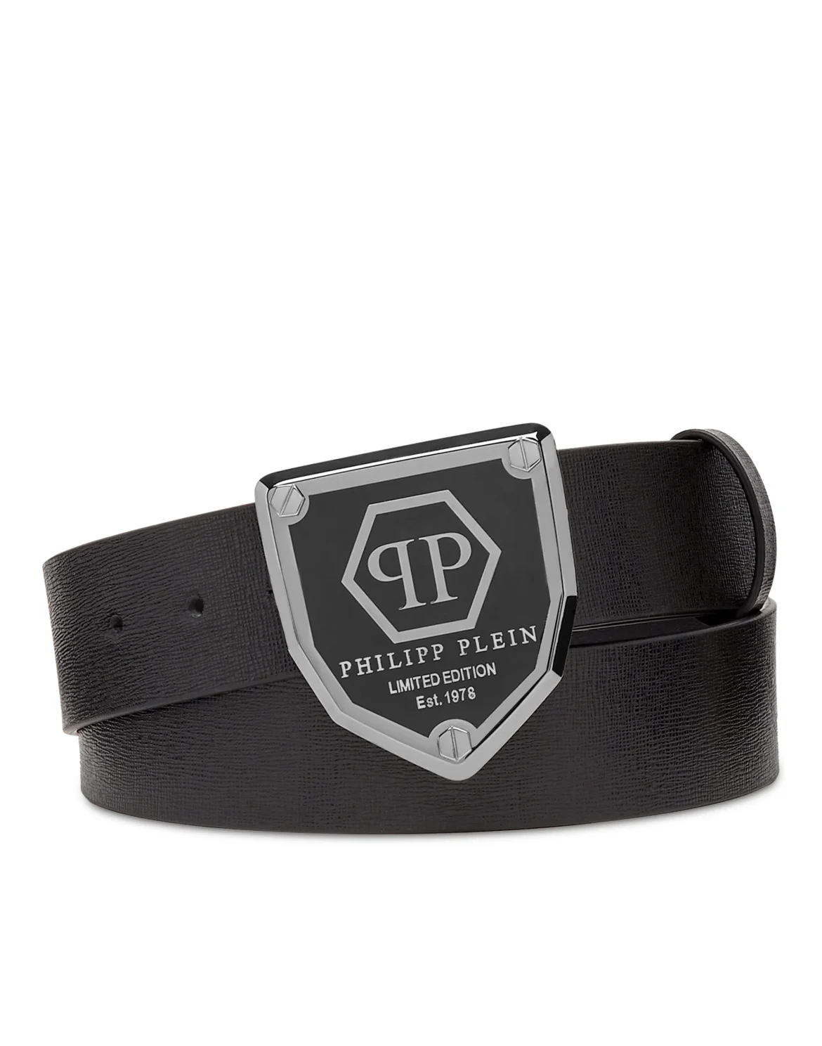 Leather Belt Hexagon, цвет: Черный