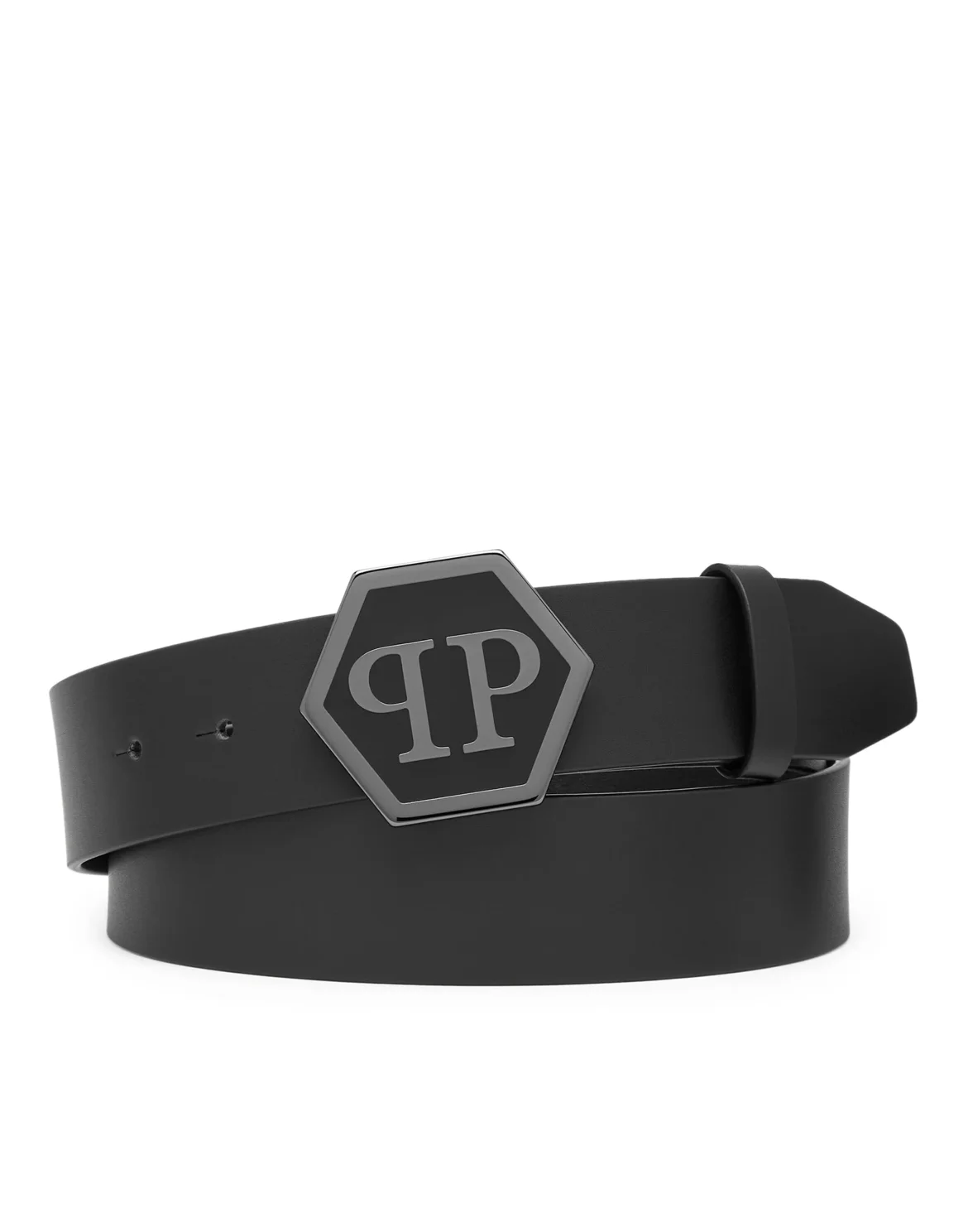 Leather Belt Hexagon, цвет: Черный