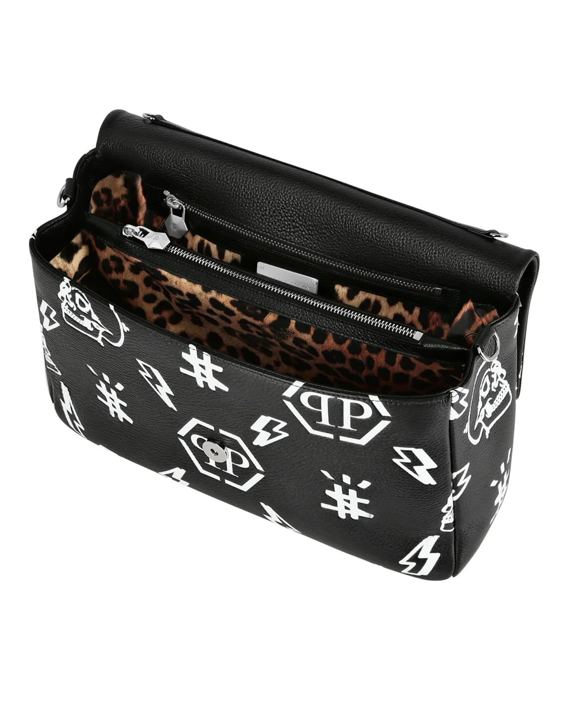 Leather maxi Shoulder Bag print Monogram, цвет: Черный