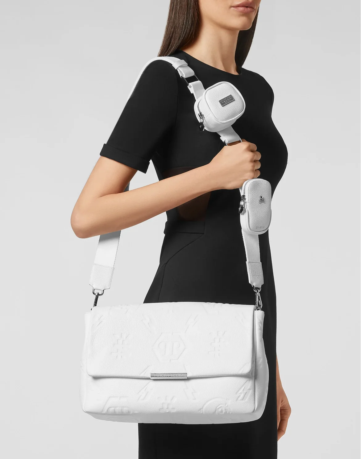 Leather maxi Shoulder Bag Monogram, цвет: Белый