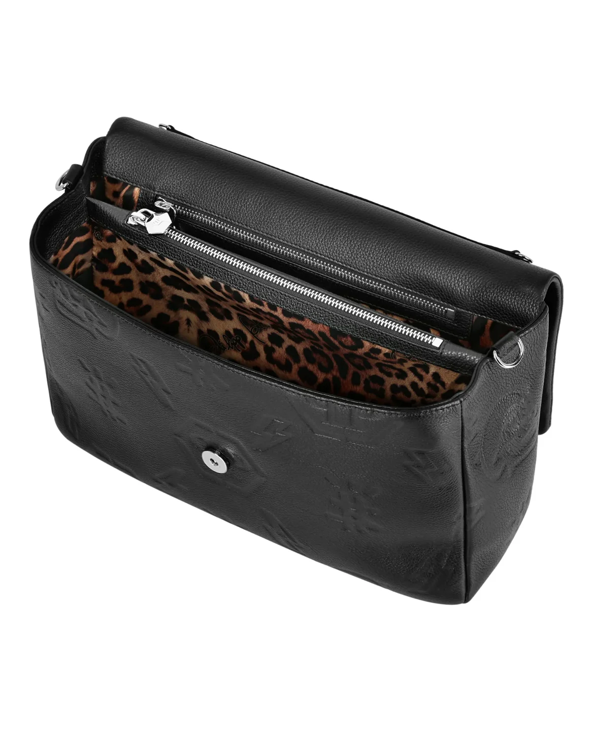 Leather maxi Shoulder Bag Monogram, цвет: Черный