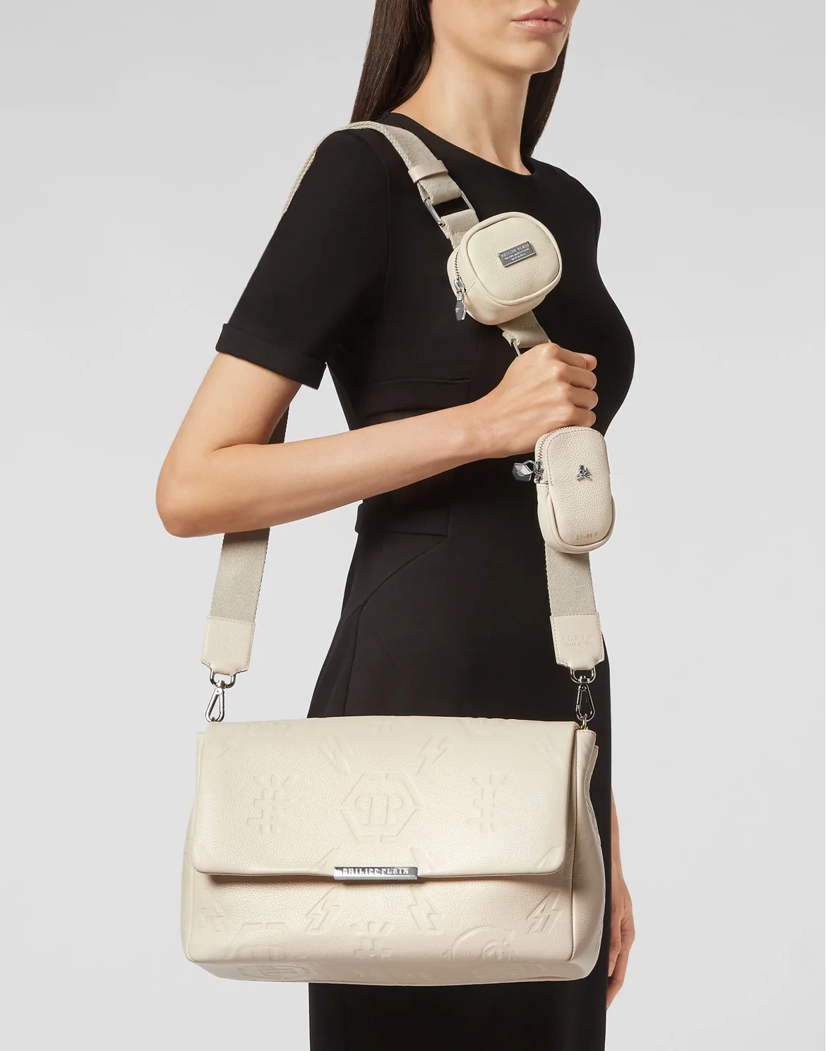 Leather maxi Shoulder Bag Monogram, цвет: Бежевый