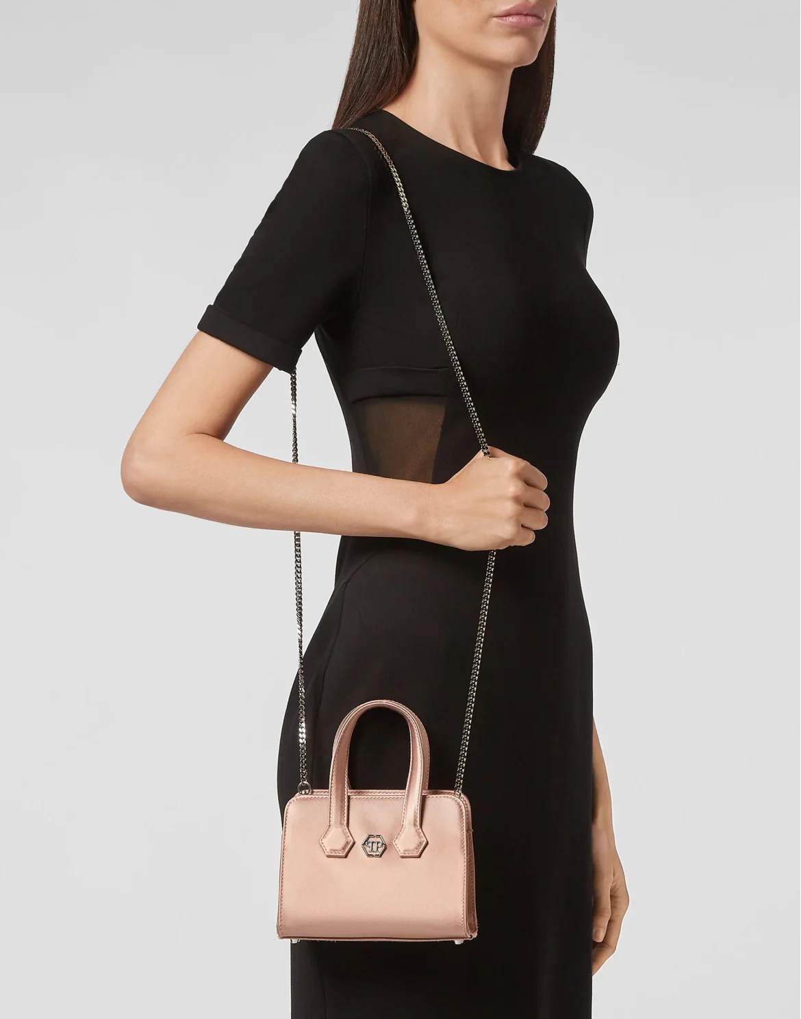 Satin Handle bag Iconic Plein, цвет: Бежевый