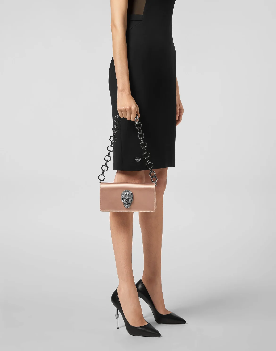Satin Shoulder Bag Iconic Plein, цвет: Бежевый