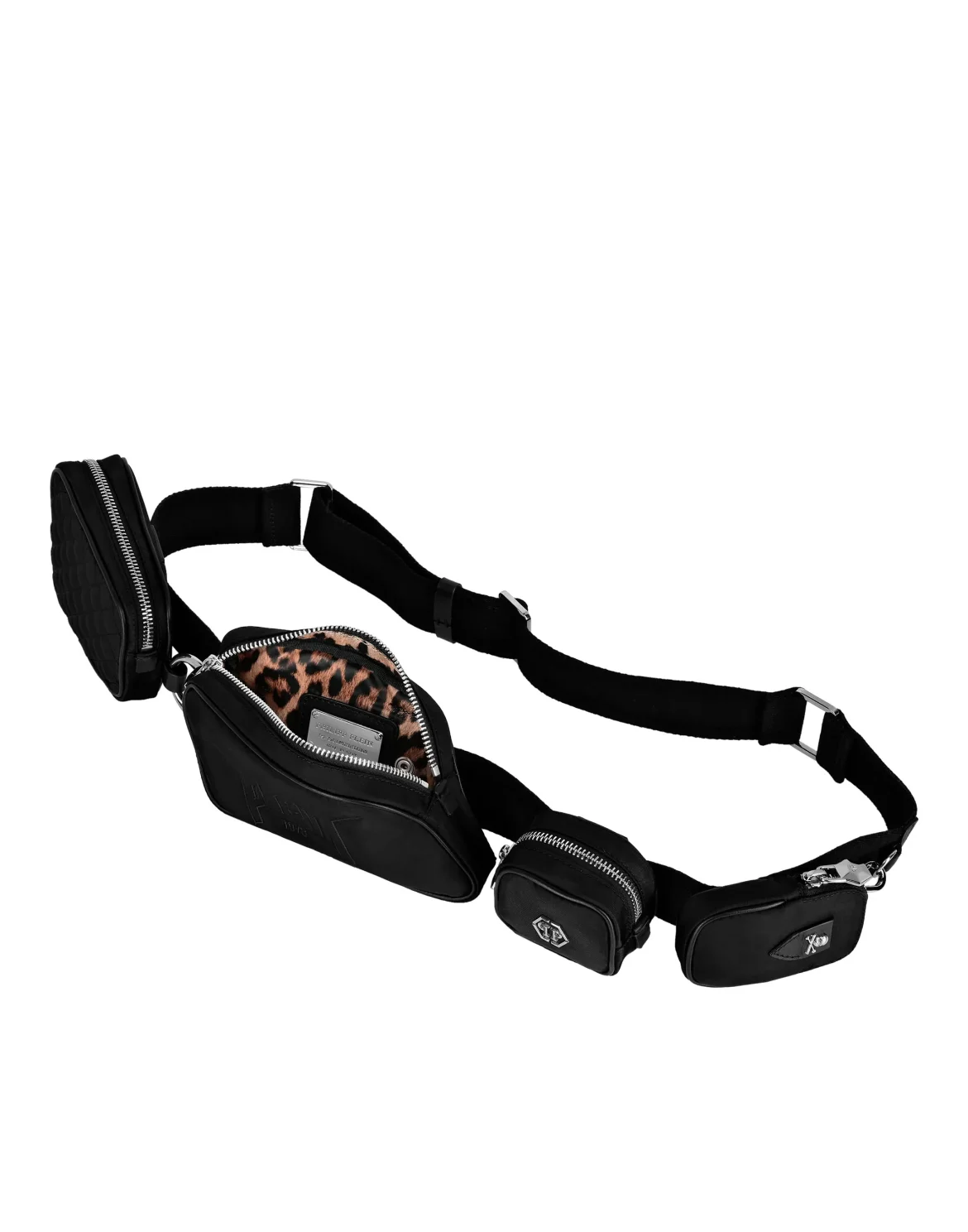 Nylon Pouch matelassè print Iconic Plein, цвет: Черный