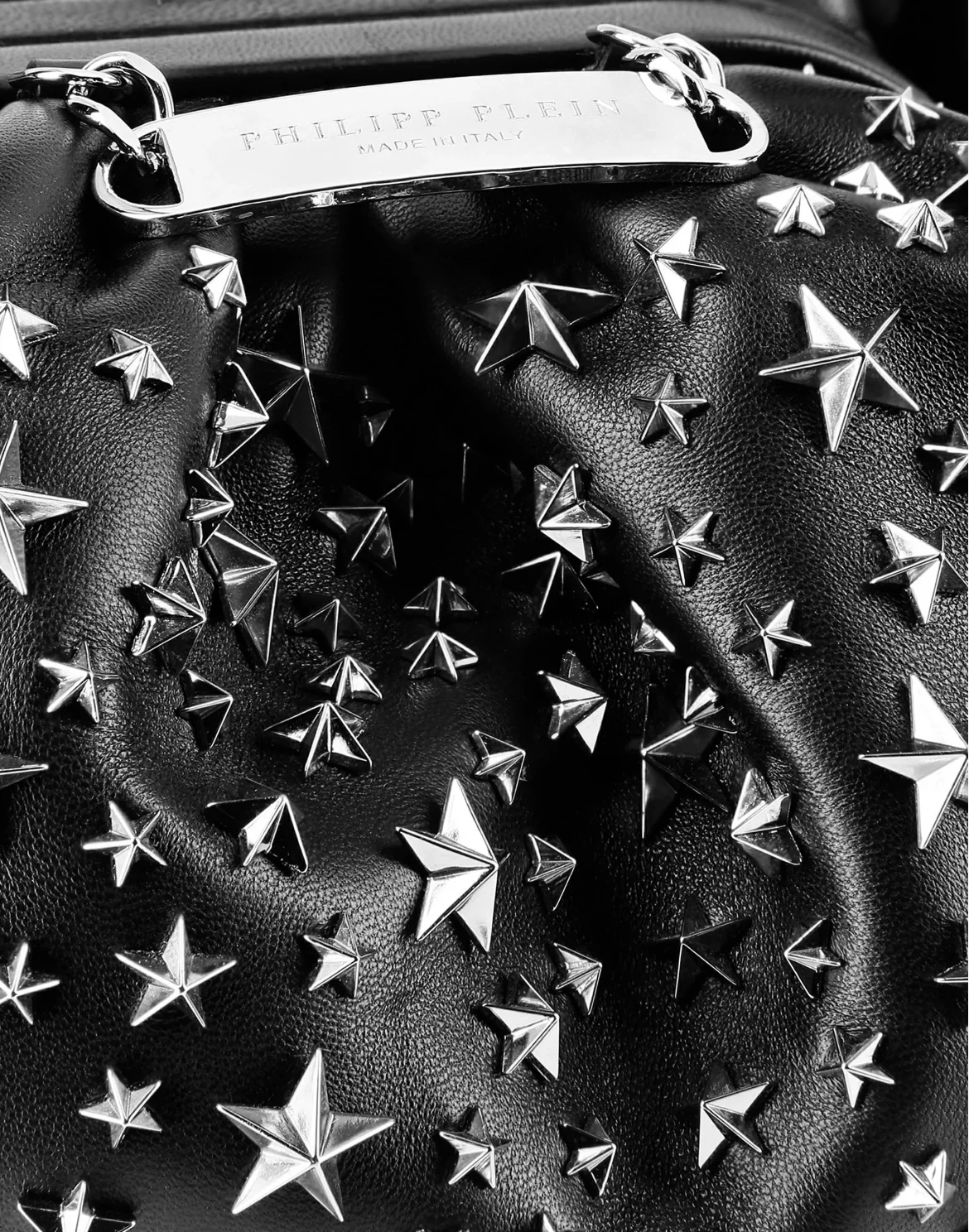 Leather Mini Pillow bag studs Stars, цвет: Черный