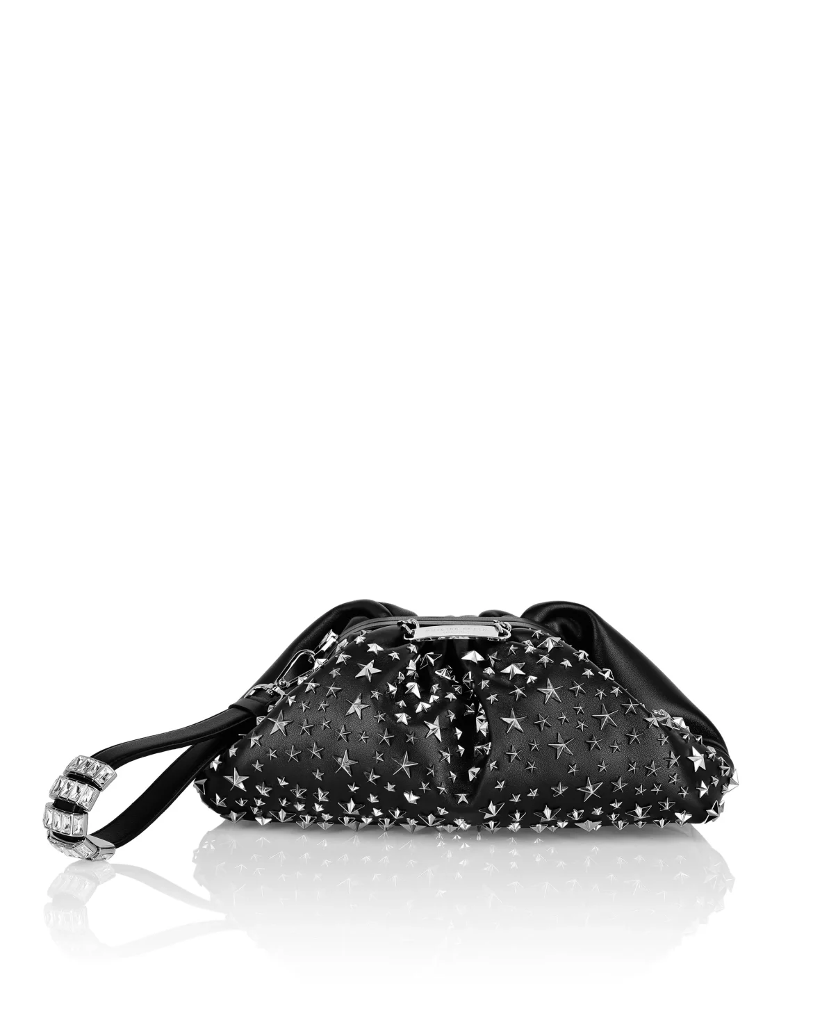 Leather Mini Pillow bag studs Stars, цвет: Черный