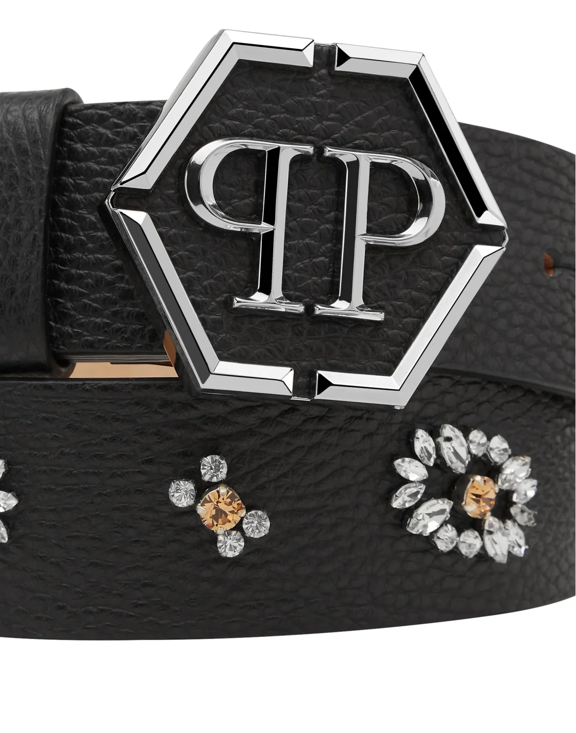 Leather Belt Hexagon, цвет: Черный