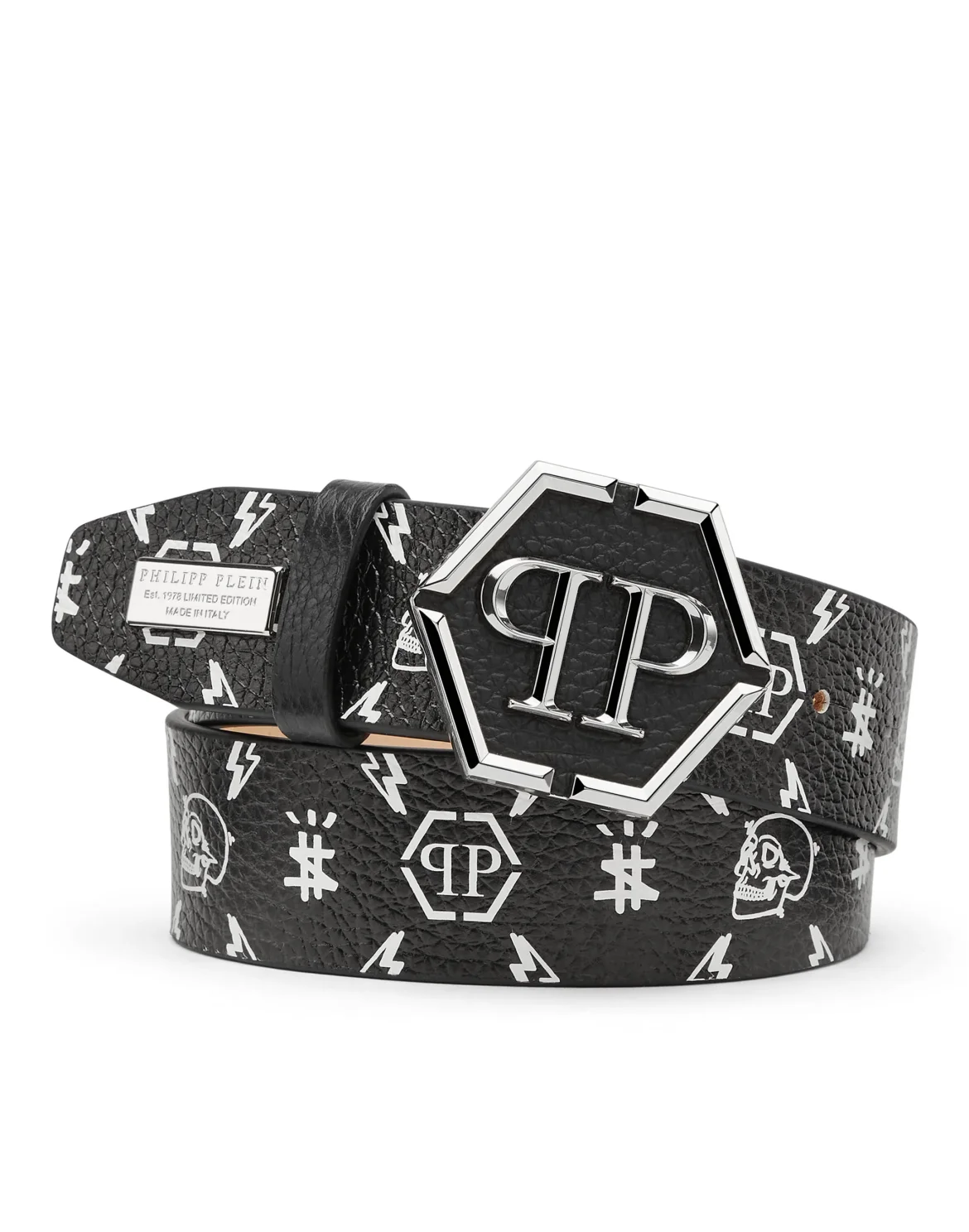 Leather Belt print Monogram, цвет: Черный