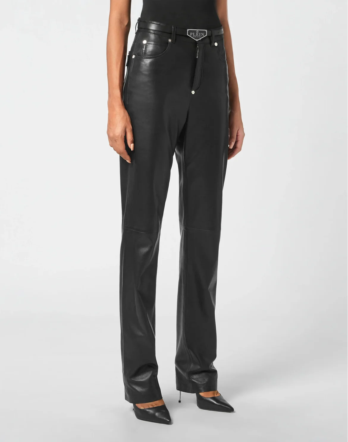 Leather Belt Iconic Plein, цвет: Черный