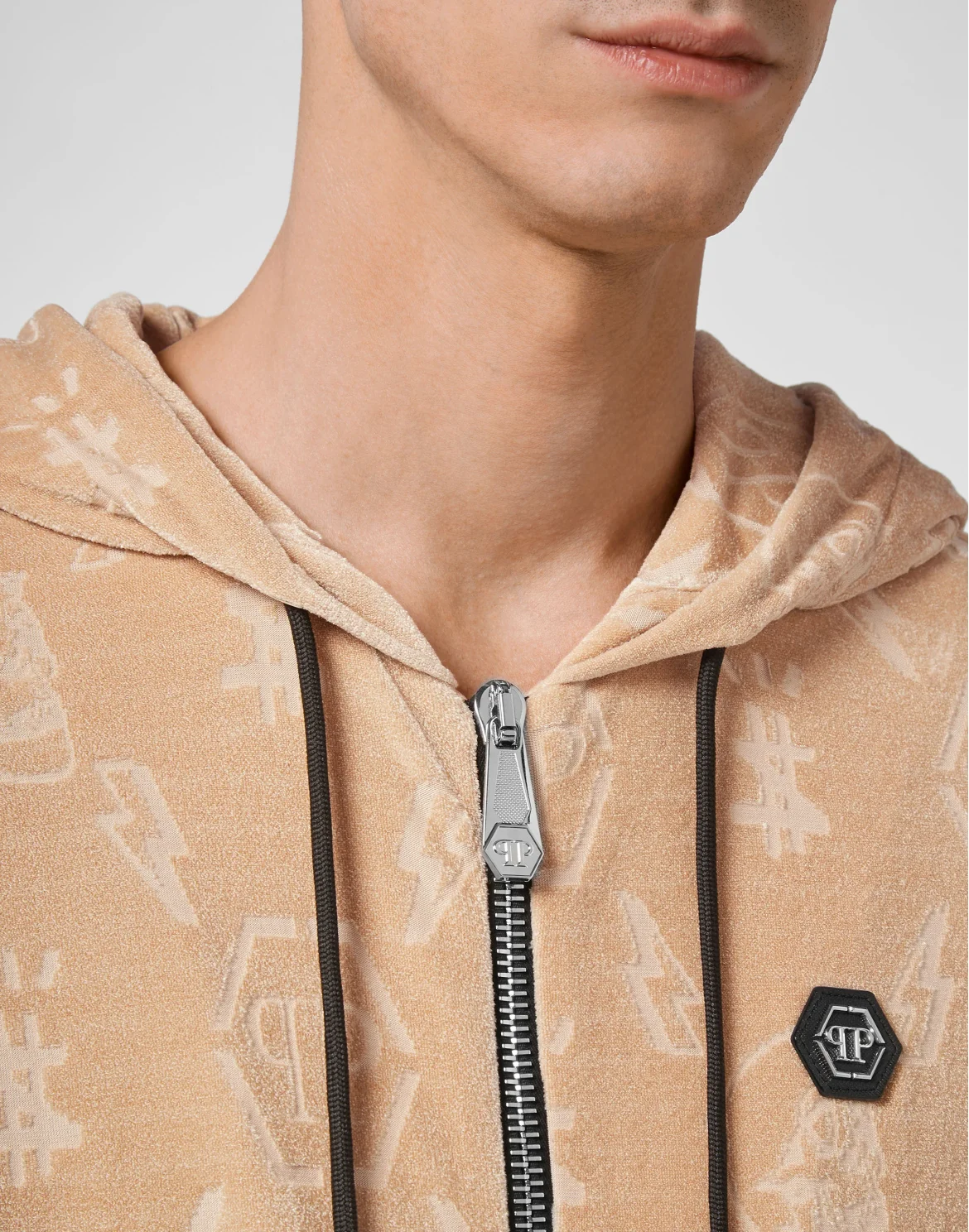 Hoodie Sweatjacket Monogram, цвет: Бежевый