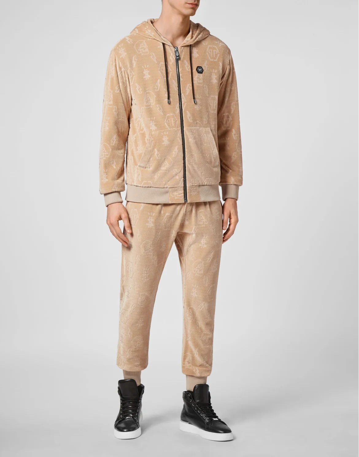 Hoodie Sweatjacket Monogram, цвет: Бежевый