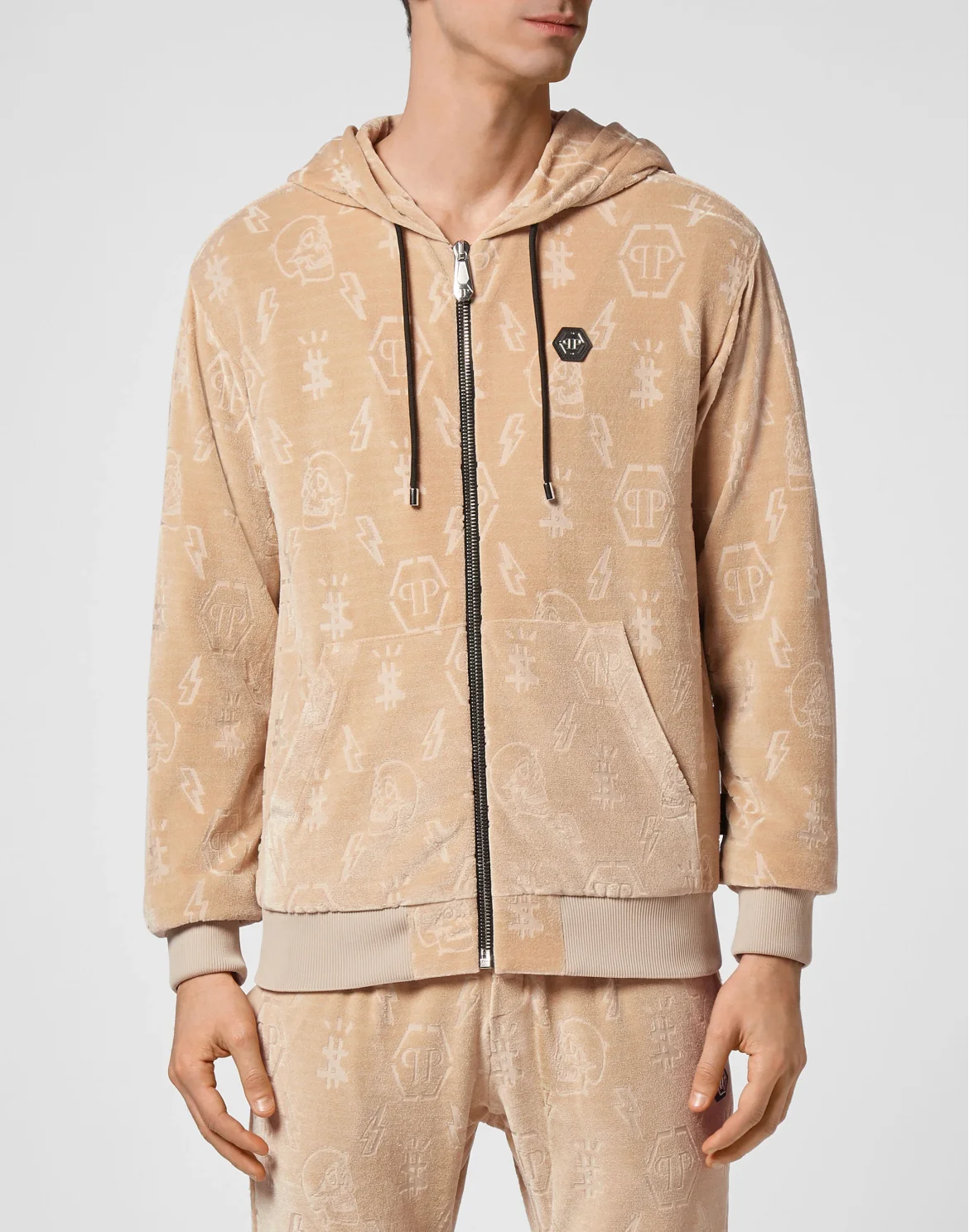 Hoodie Sweatjacket Monogram, цвет: Бежевый