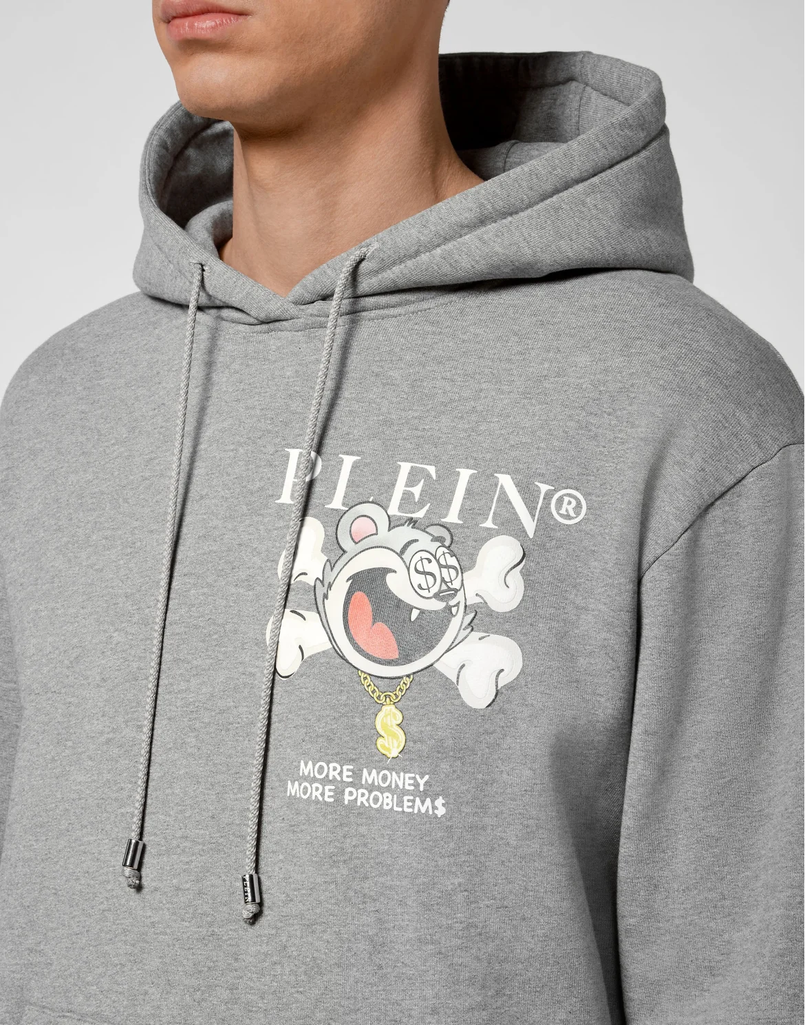 Hoodie sweatshirt More Money more problems, цвет: Серый