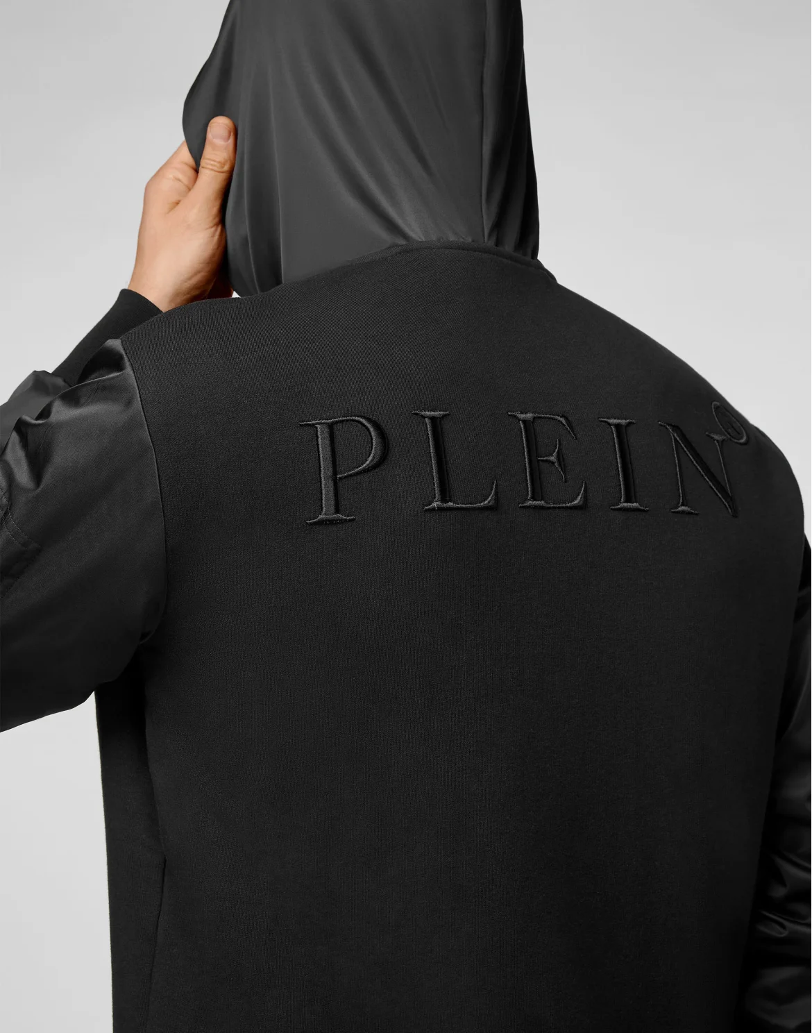 Hoodie Sweatjacket Nylon inserts Iconic Plein, цвет: Черный
