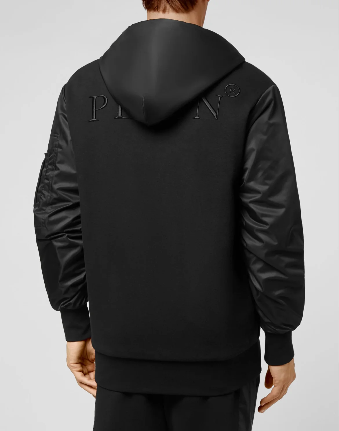 Hoodie Sweatjacket Nylon inserts Iconic Plein, цвет: Черный