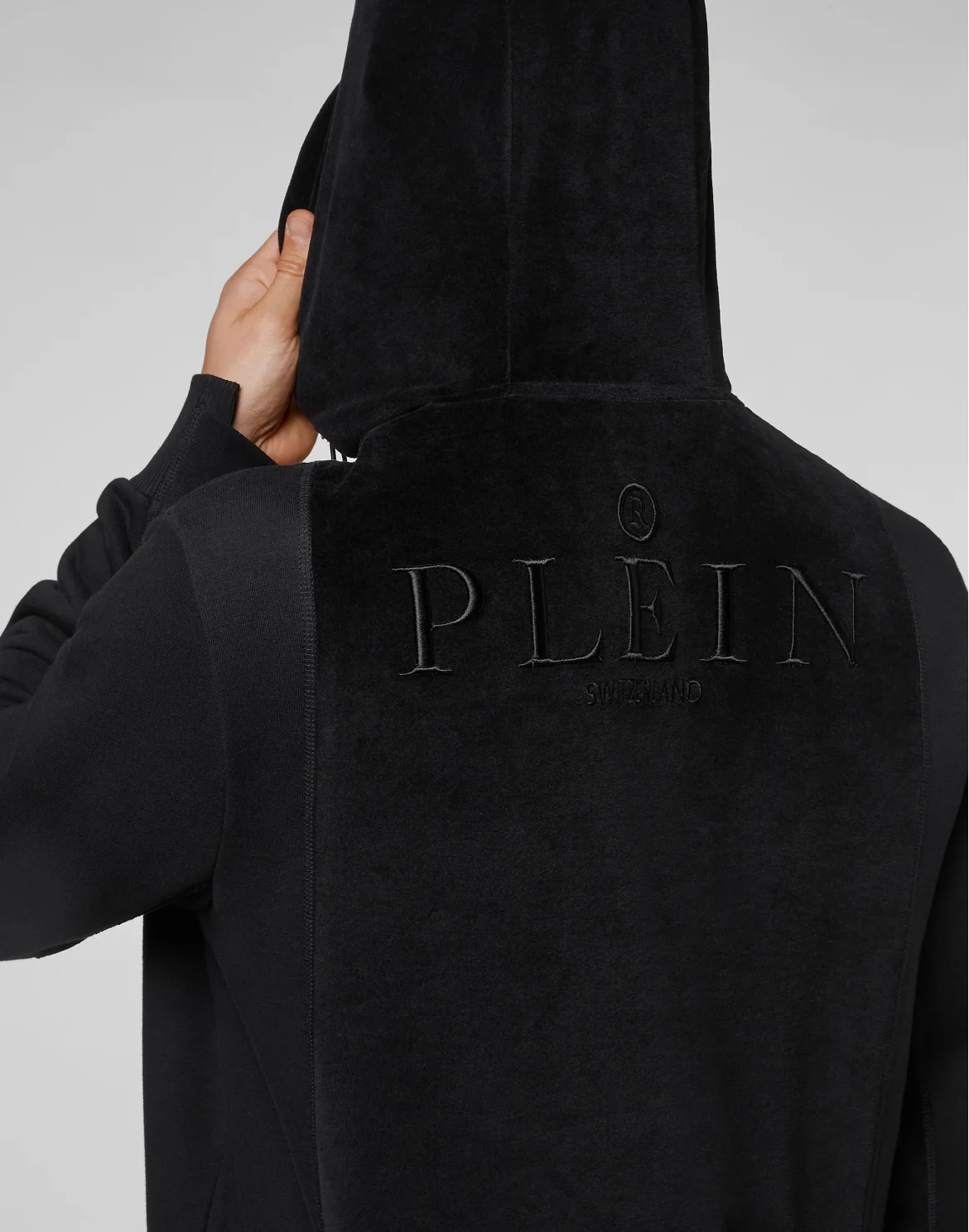 Velvet Hoodie Sweatjacket and jersey detail Philipp Plein TM, цвет: Черный
