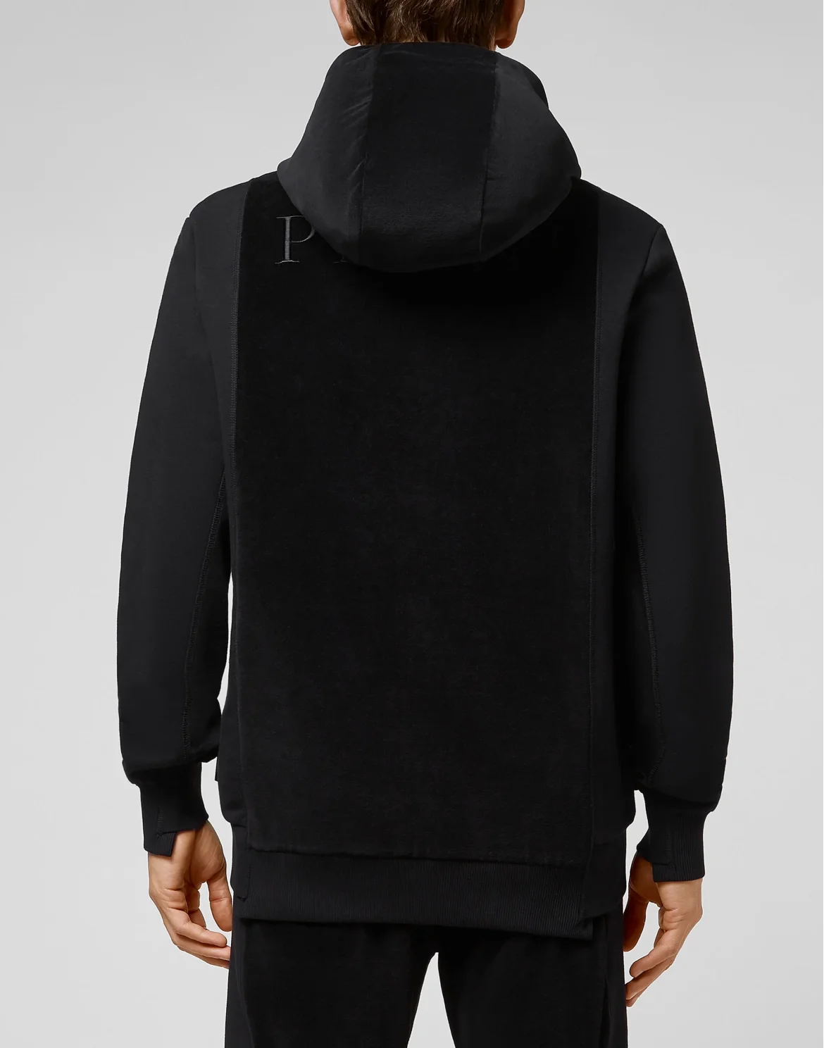 Velvet Hoodie Sweatjacket and jersey detail Philipp Plein TM, цвет: Черный