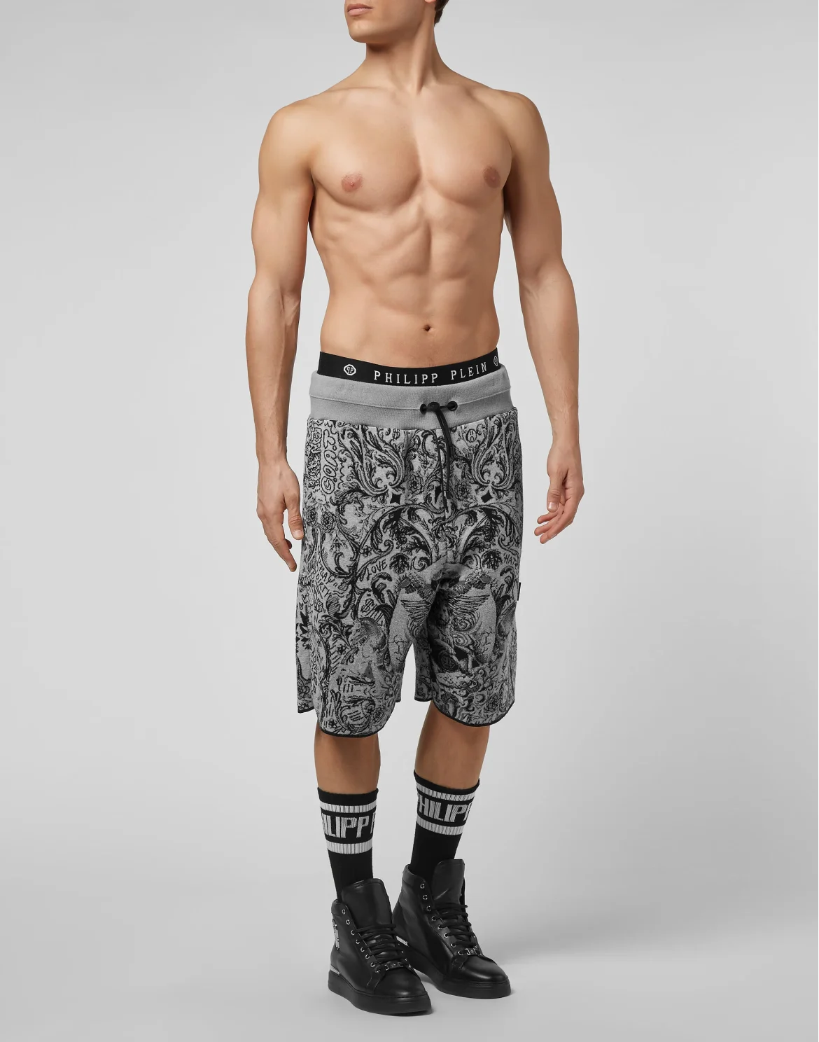 Knit Jogging Shorts Jacquard New Baroque, цвет: Серый