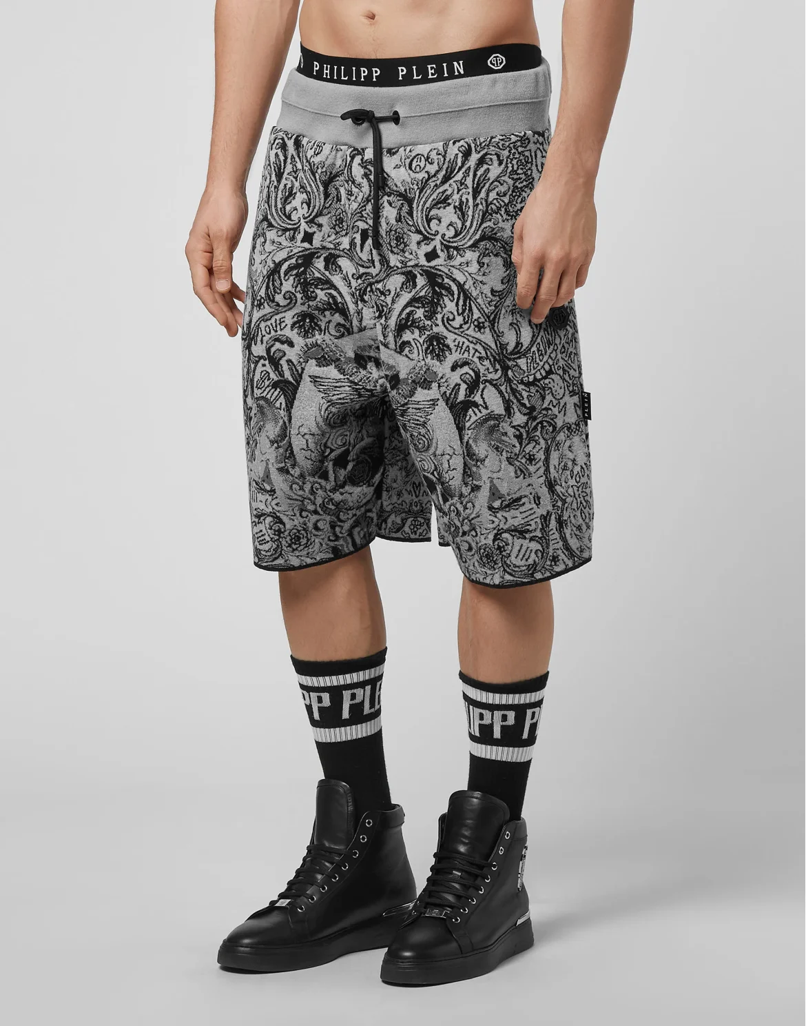 Knit Jogging Shorts Jacquard New Baroque, цвет: Серый
