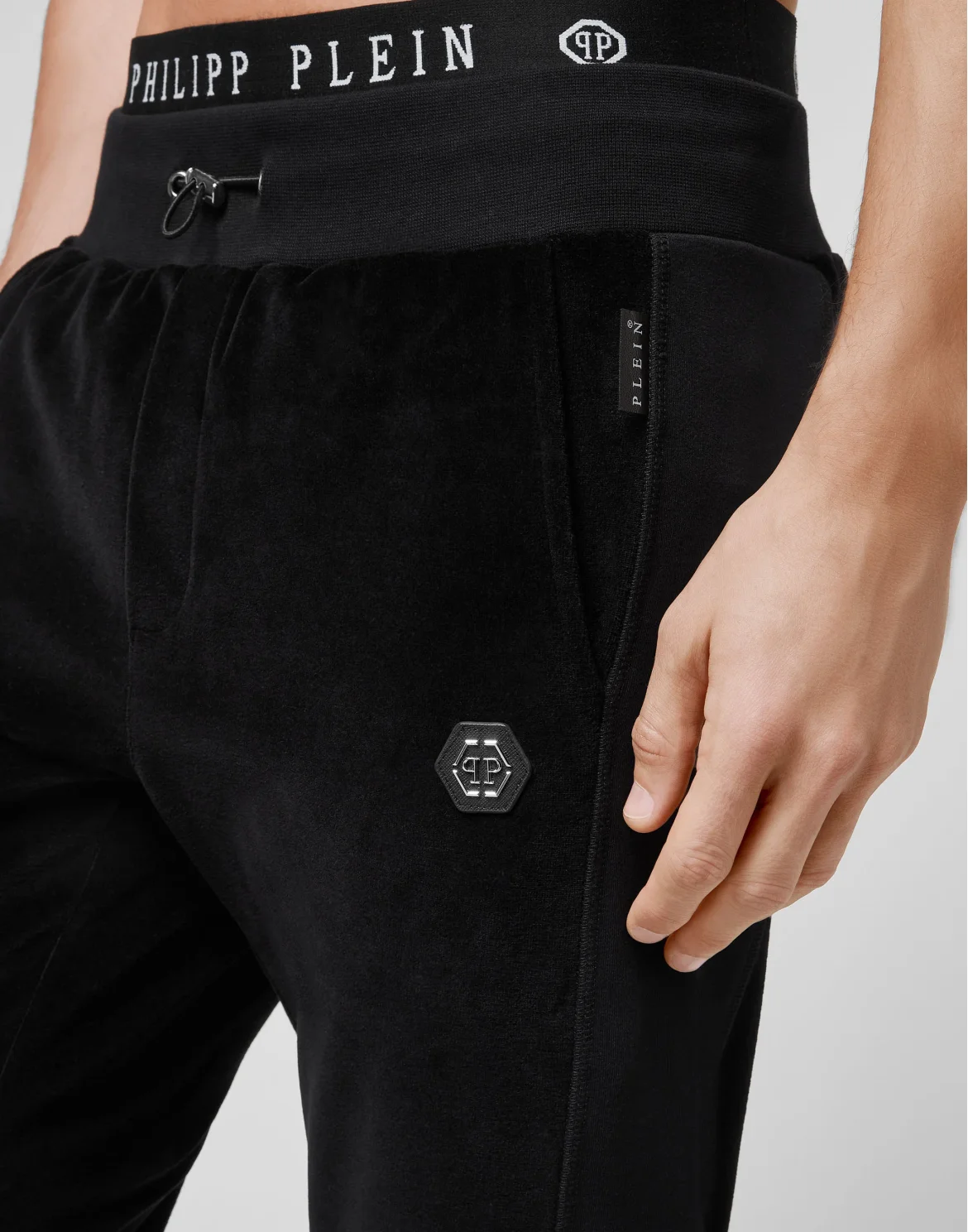 Velvet Jogging Trousers and jersey detail Iconic Plein, цвет: Черный