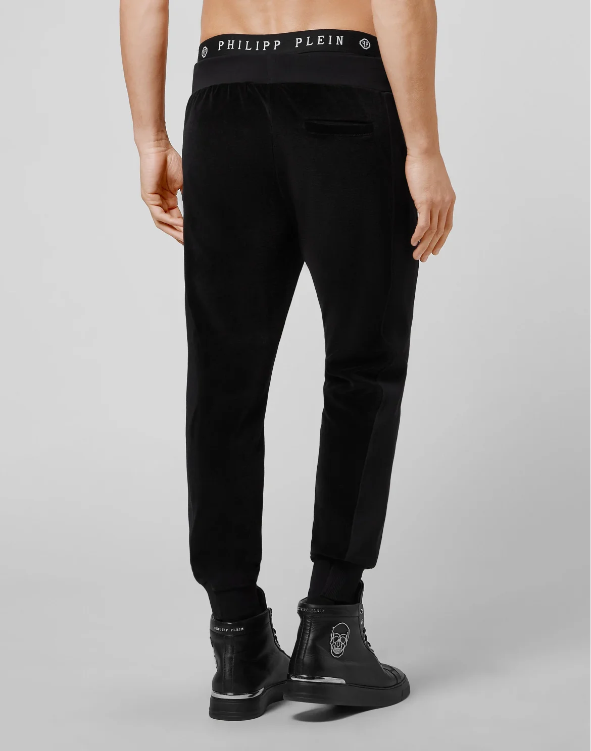 Velvet Jogging Trousers and jersey detail Iconic Plein, цвет: Черный
