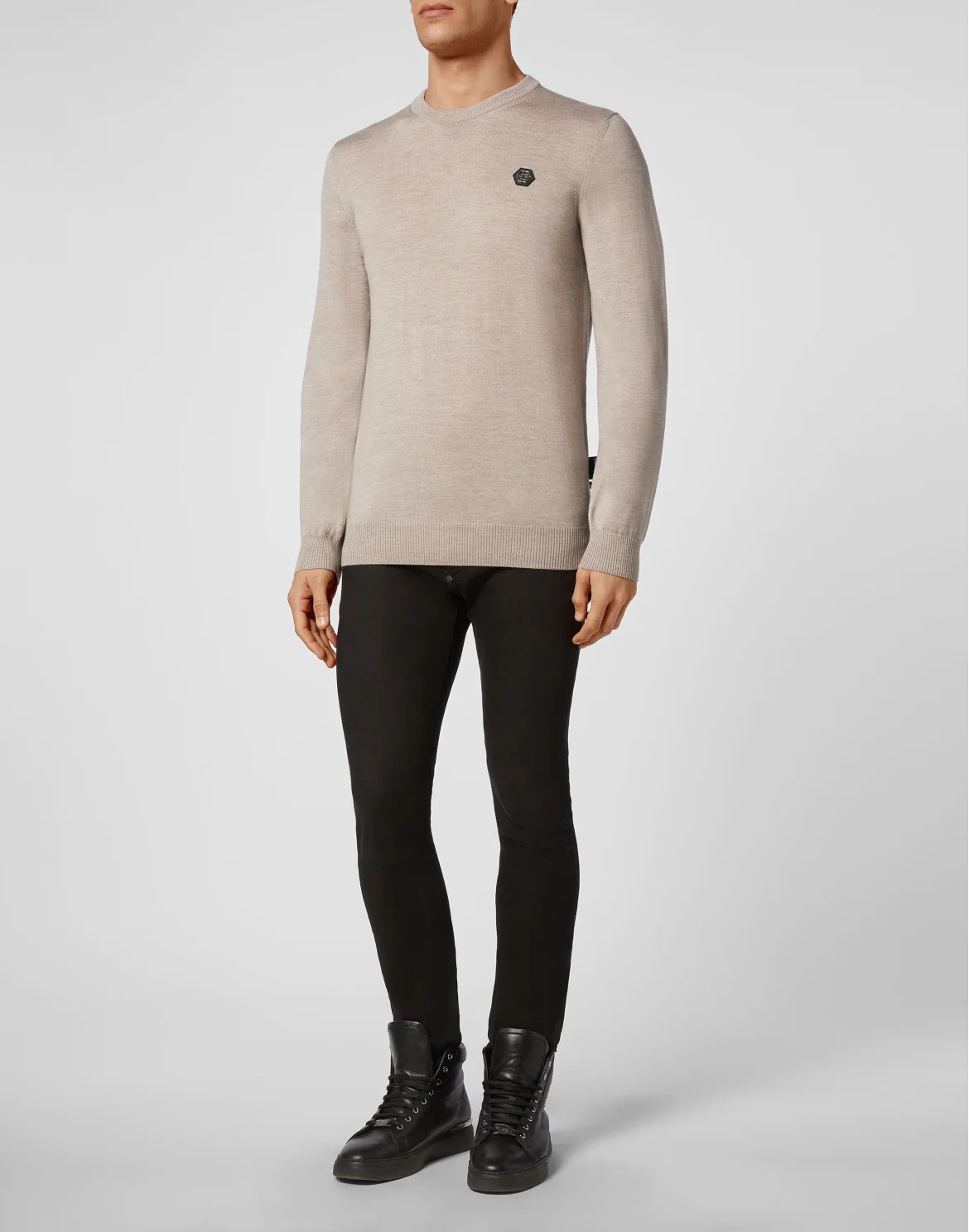 Wool Pullover Round Neck LS Istitutional, цвет: Бежевый